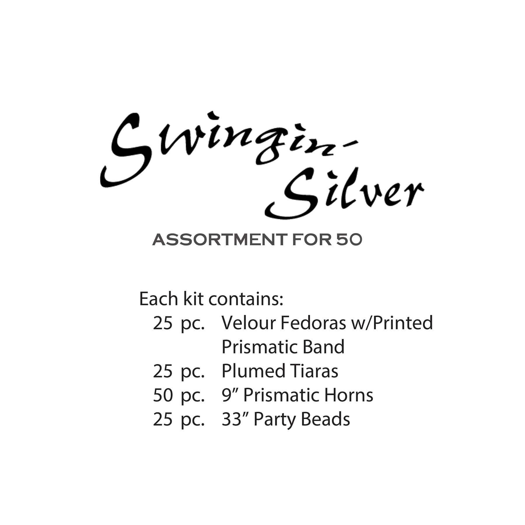 Beistle Black & Silver New Year Swingin' Party Favor Kit for 50