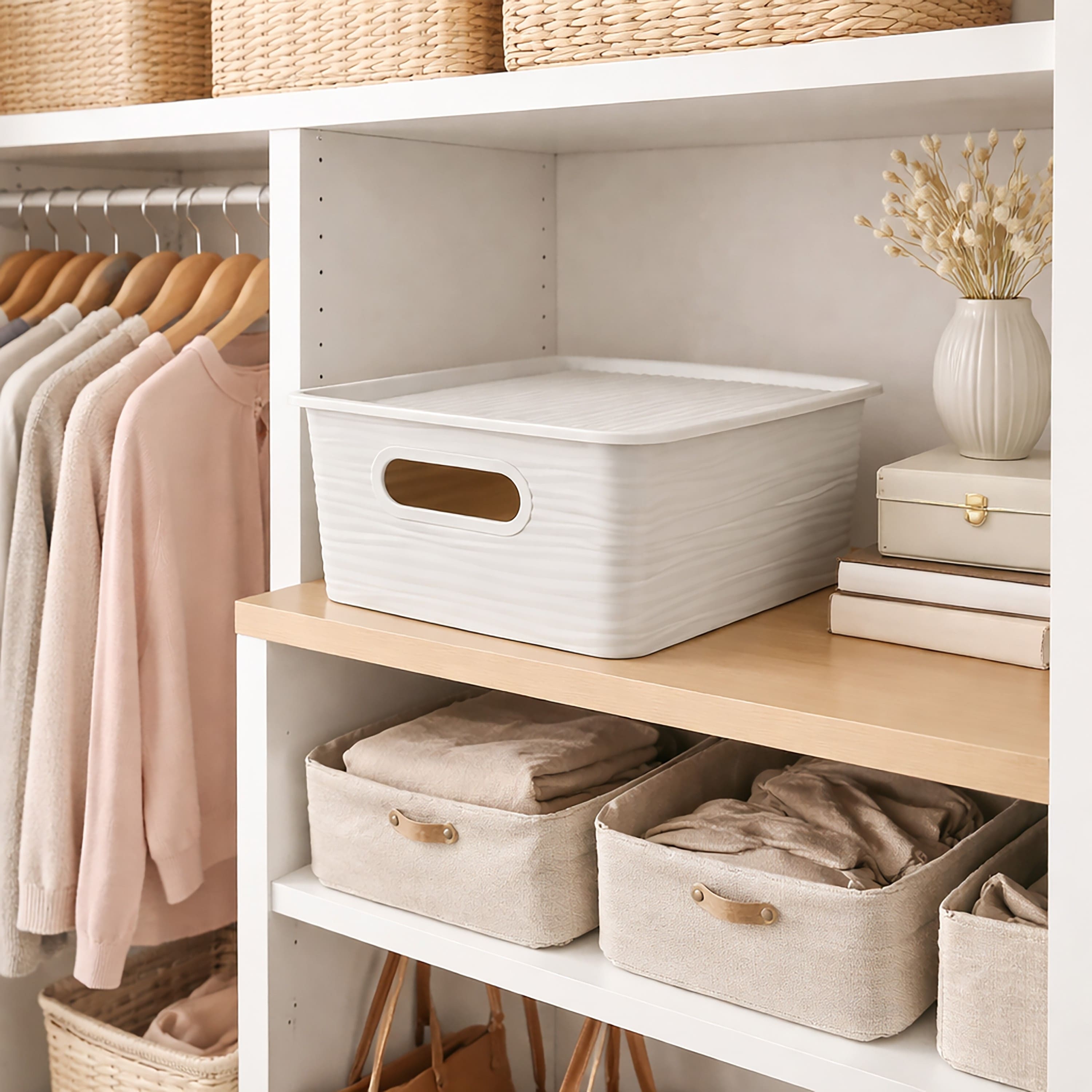 Simplify Gray with White Wave Pattern Storage Box