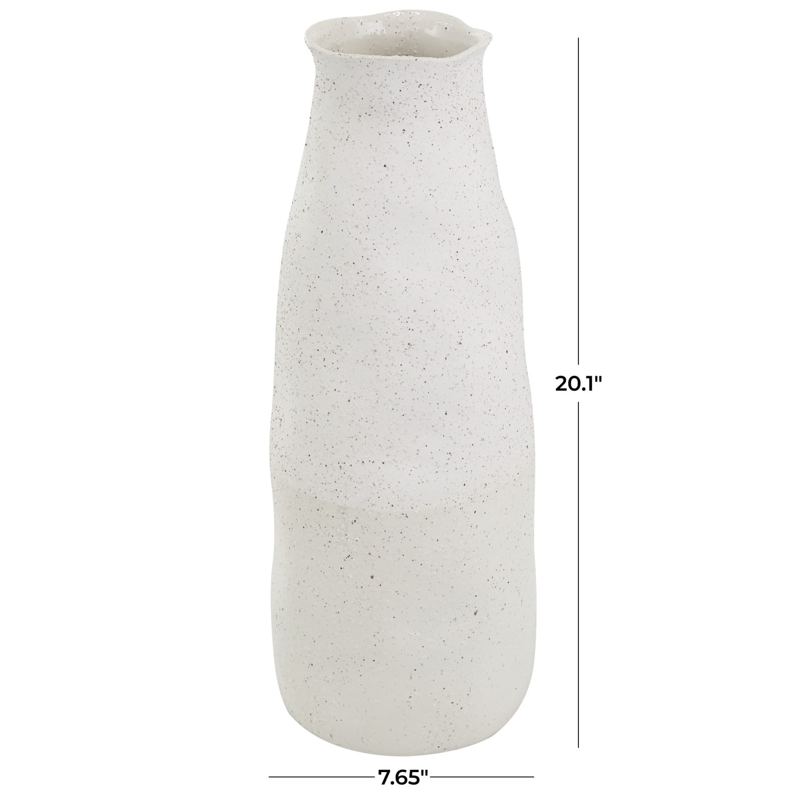 20" Cream Ceramic Abstract Wavy Vase with Textured Speckled Detailing