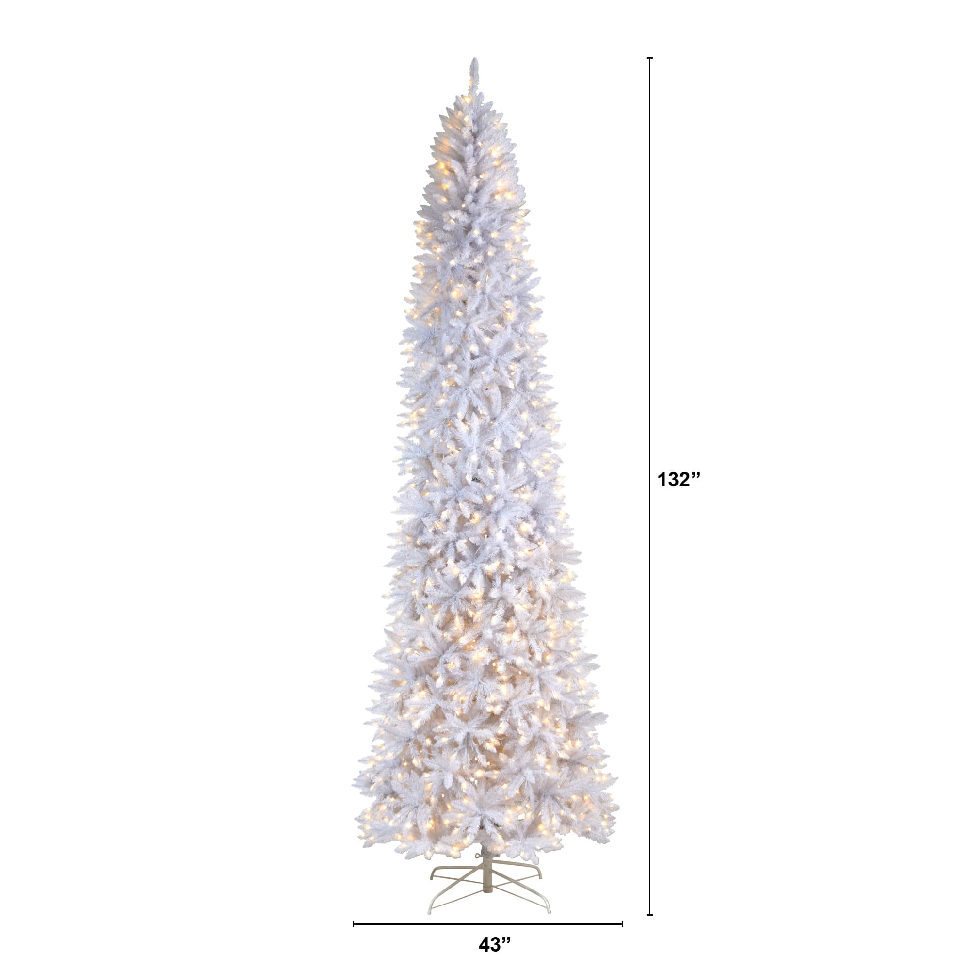 11ft. Pre-Lit Slim White Artificial Christmas Tree, Warm White LED Lights