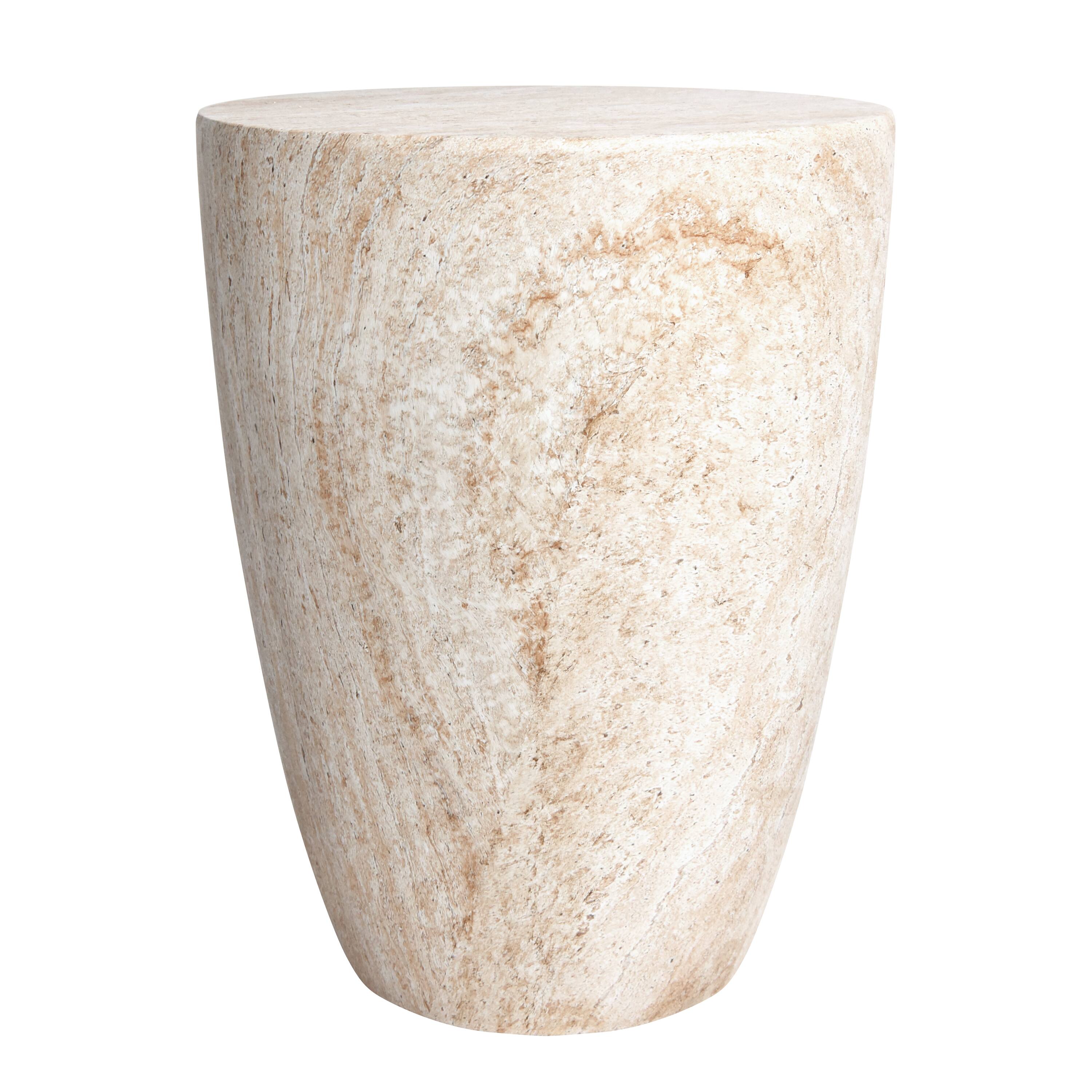 Empire Art Direct 18" Tapered Travertine Stone Finish MGO Side Accent Table