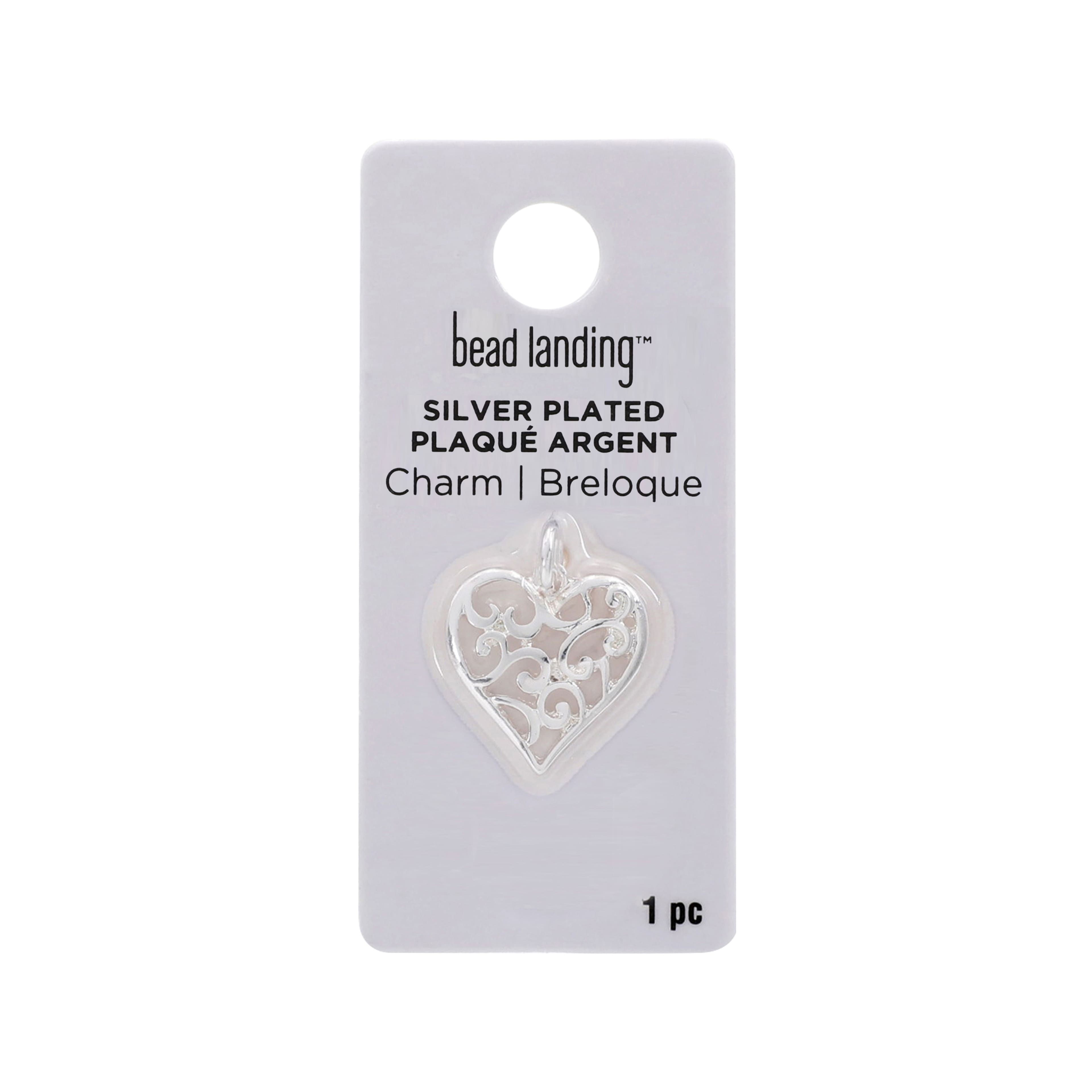 12 Pack: Silver Plated Heart Scroll Charm by Bead Landing™