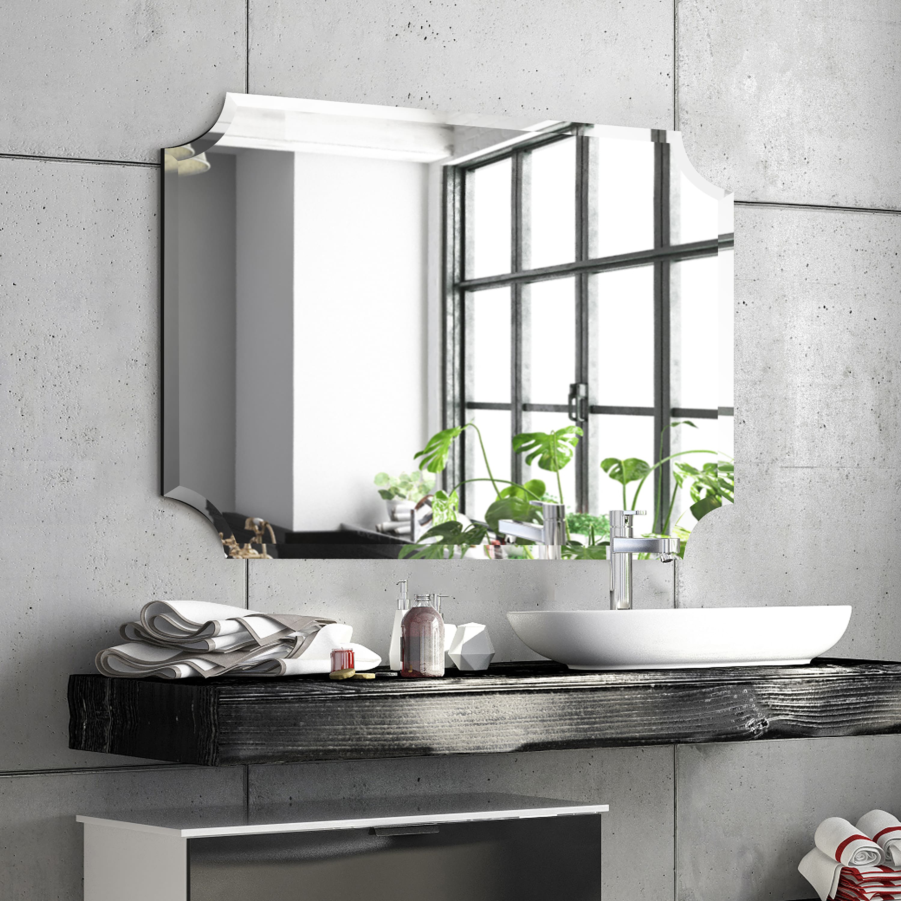 Empire Art Direct Scalloped & Beveled Frameless Wall Mirror