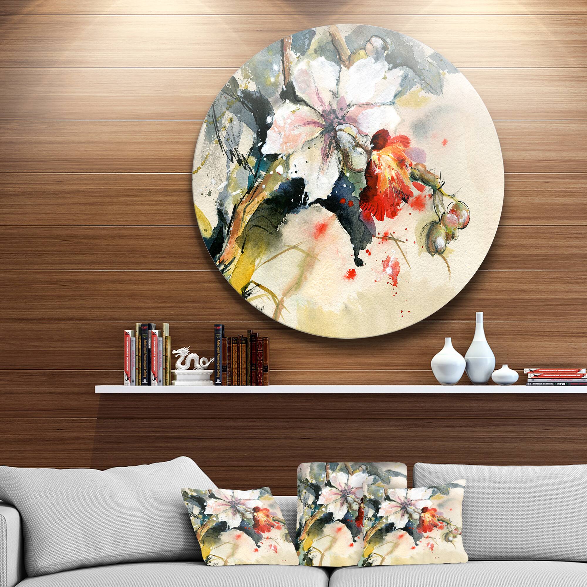 Designart - Orchid in Bloom' Floral Metal Circle Wall Art