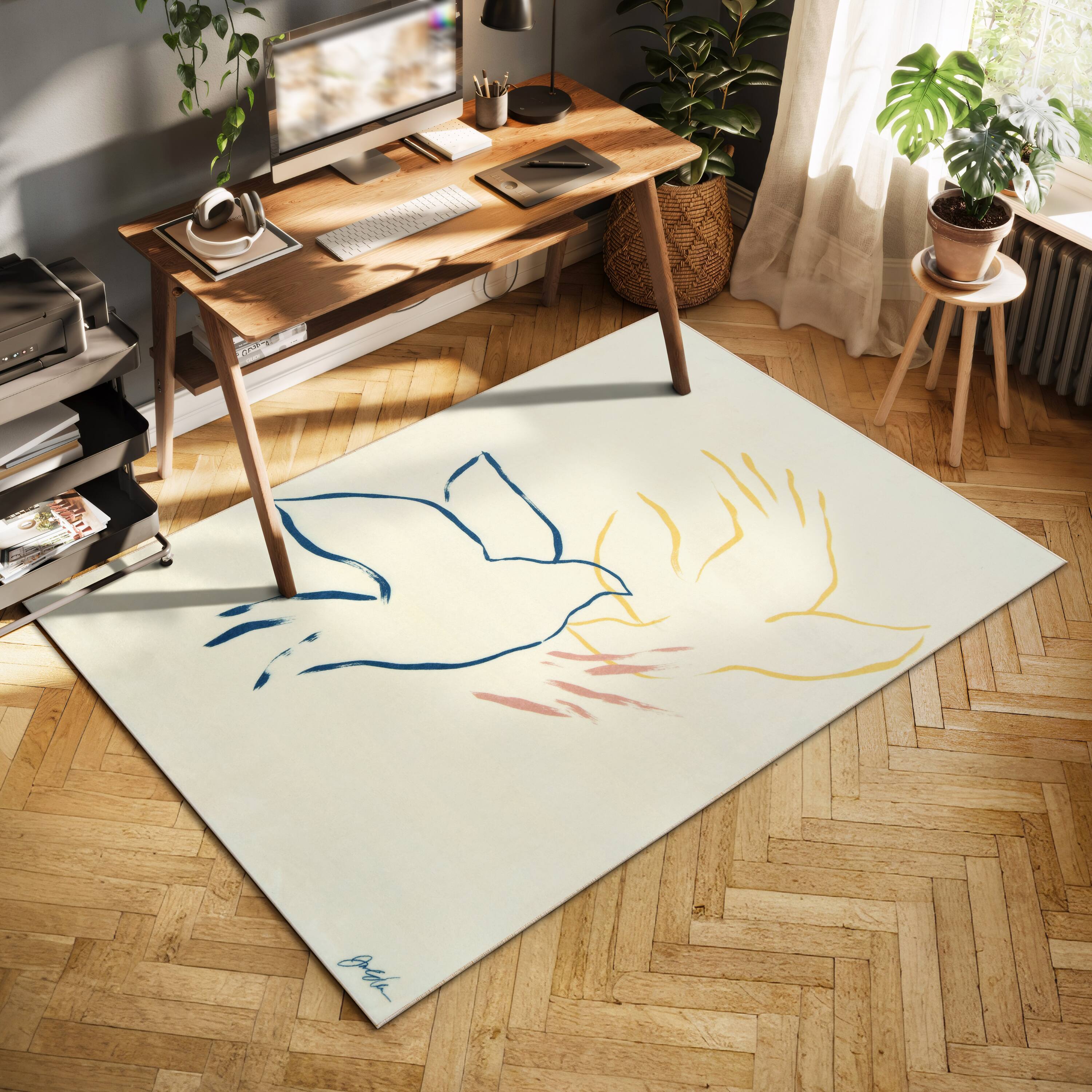 Empire Art Direct 5ft. x 7.5ft. Abstract Flock I Washable Area Rug
