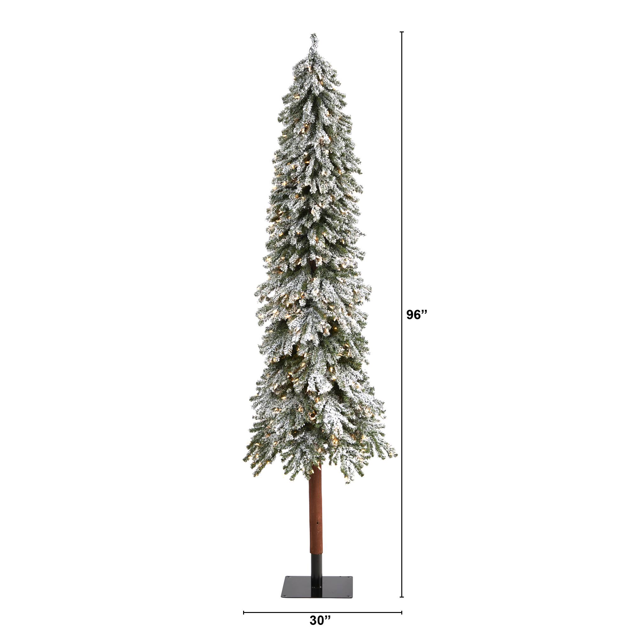8ft. Pre-Lit Flocked Grand Alpine Artificial Christmas Tree, Clear LED Lights