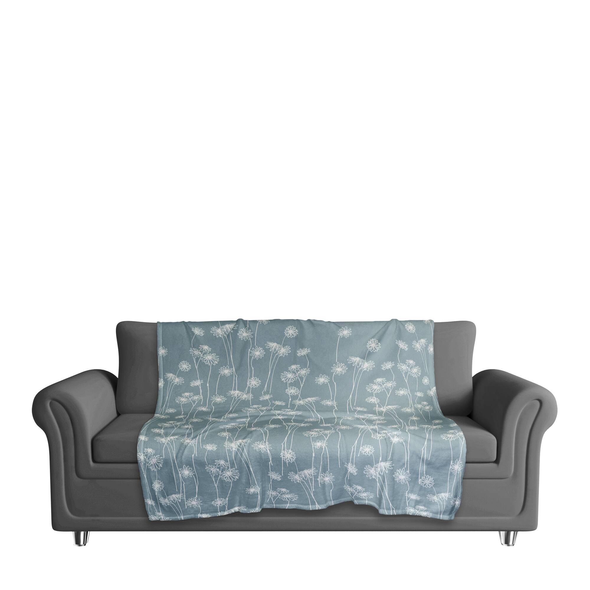 Blue & White Floral Fall Fleece Blanket