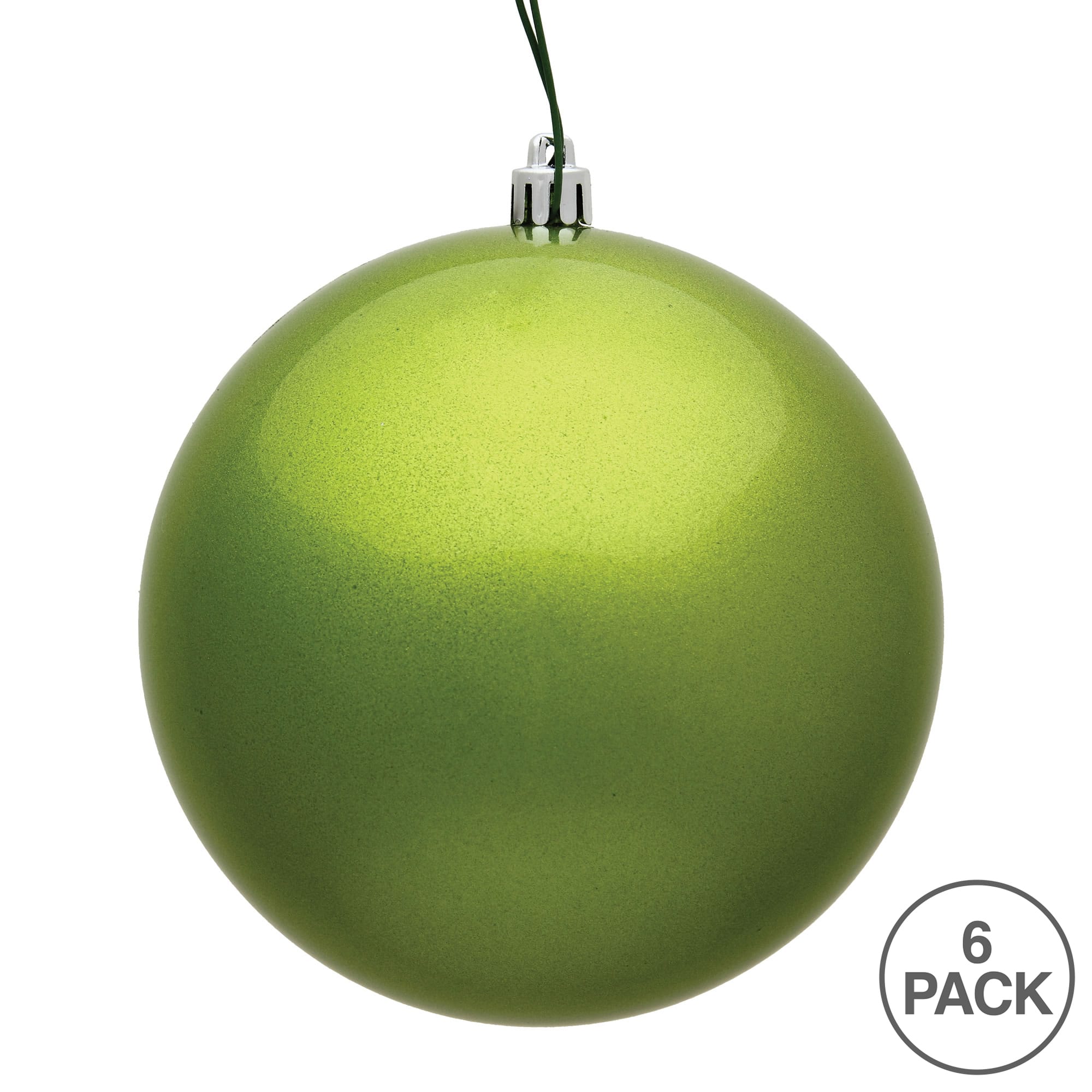 N591073DCV 4 in. Lime Candy UV Treated Christmas Ornament Ball - 6 per Bag