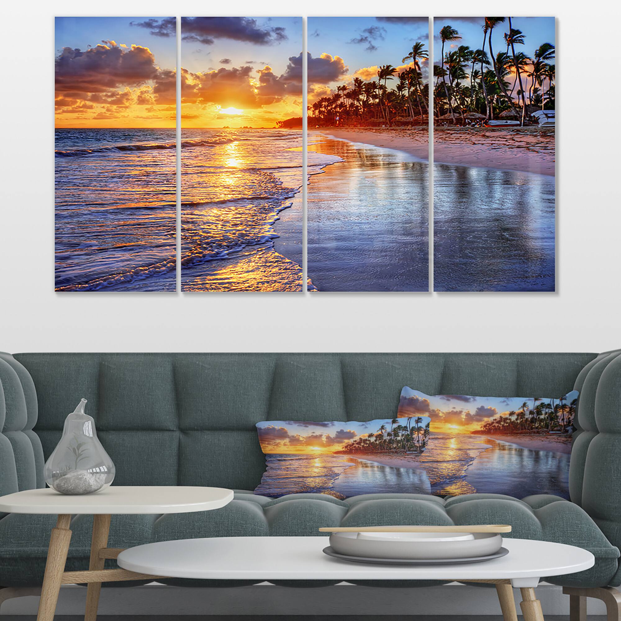 Designart - Beach Side Resort With Palm Trees