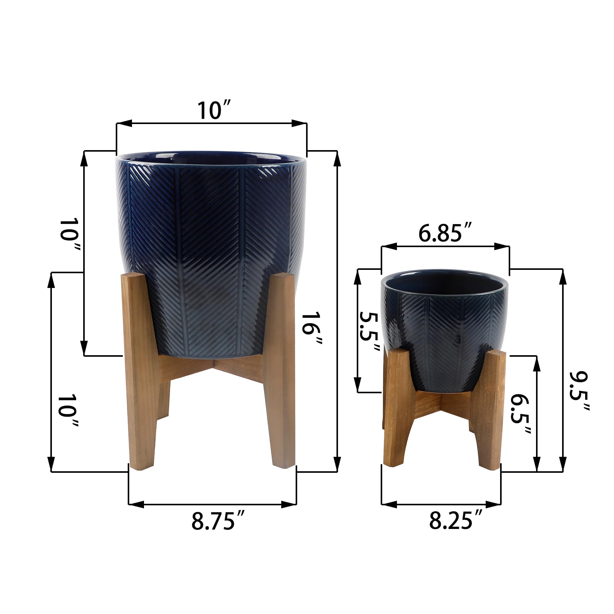 Flora Bunda® Chevron Ceramic Planter On Stand Set
