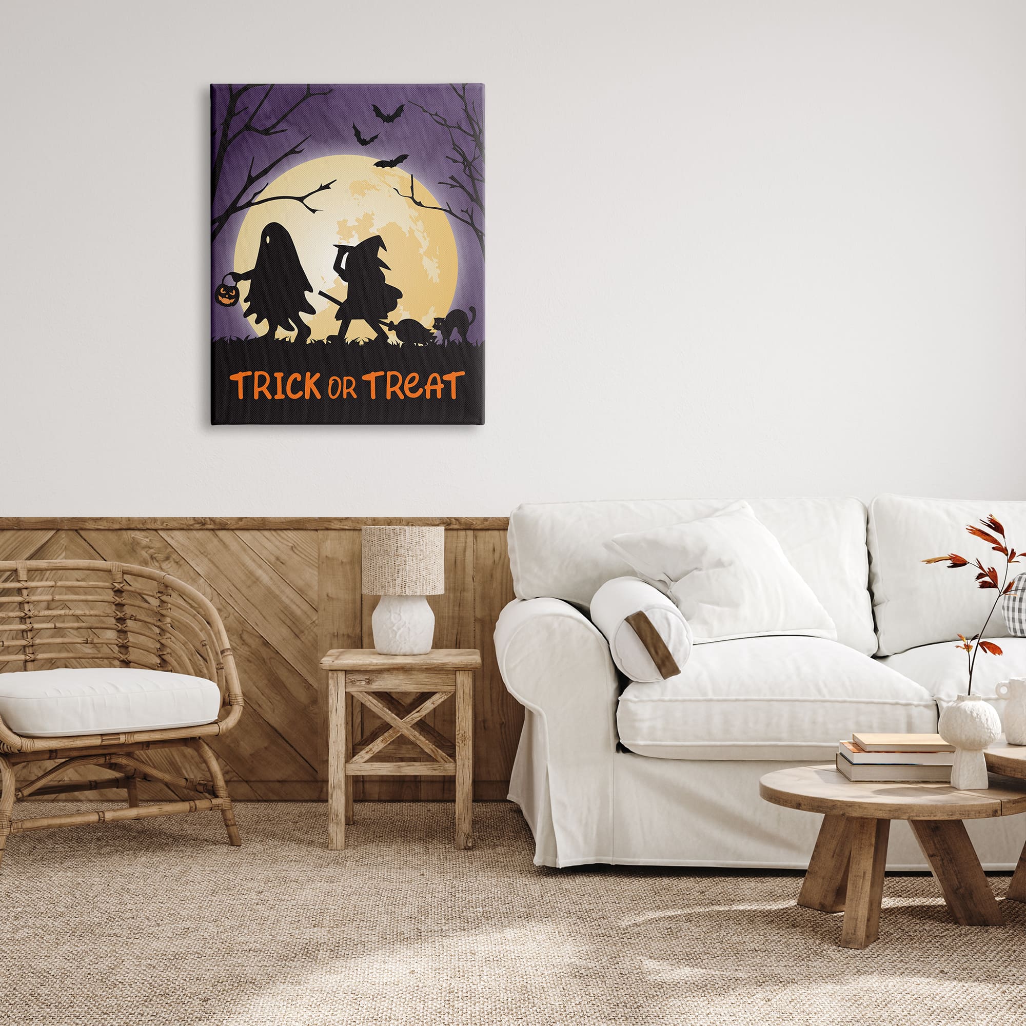 Stupell Industries Trick Or Treat Halloween Silhouettes Canvas Wall Art
