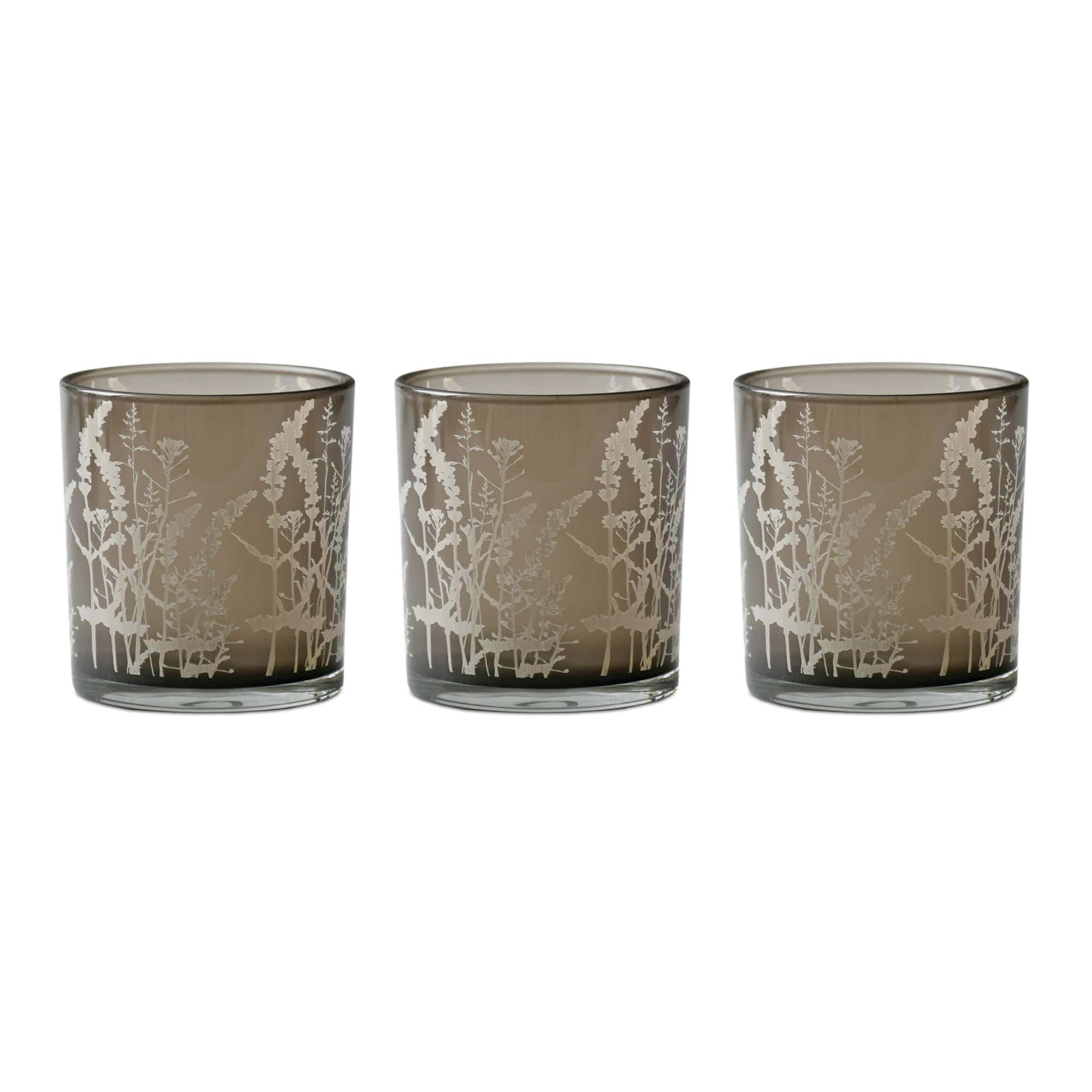 Wildflower Glass Candle Holders, 3ct.