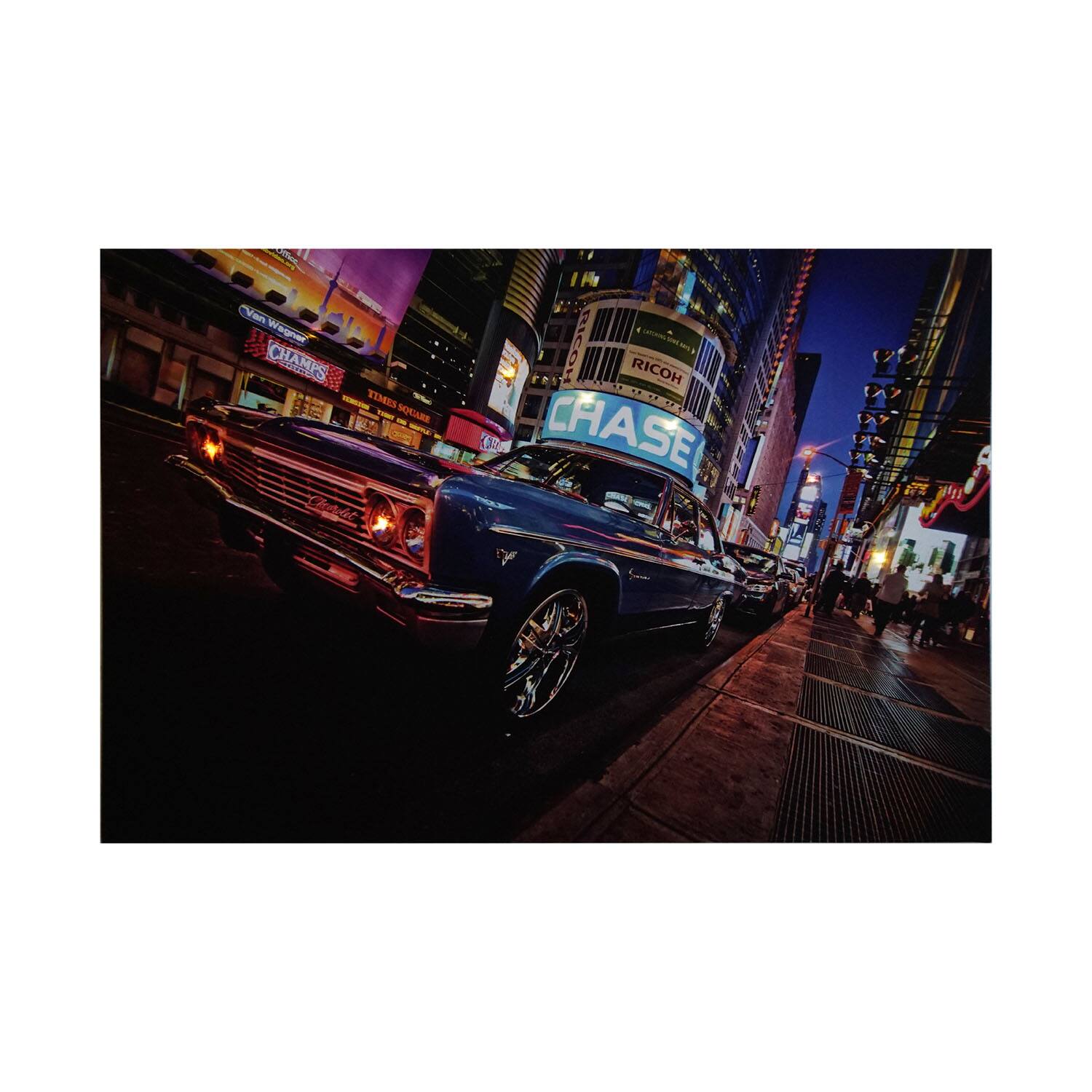 LED Lighted NYC Times Square with Classic Chevrolet Wall Art