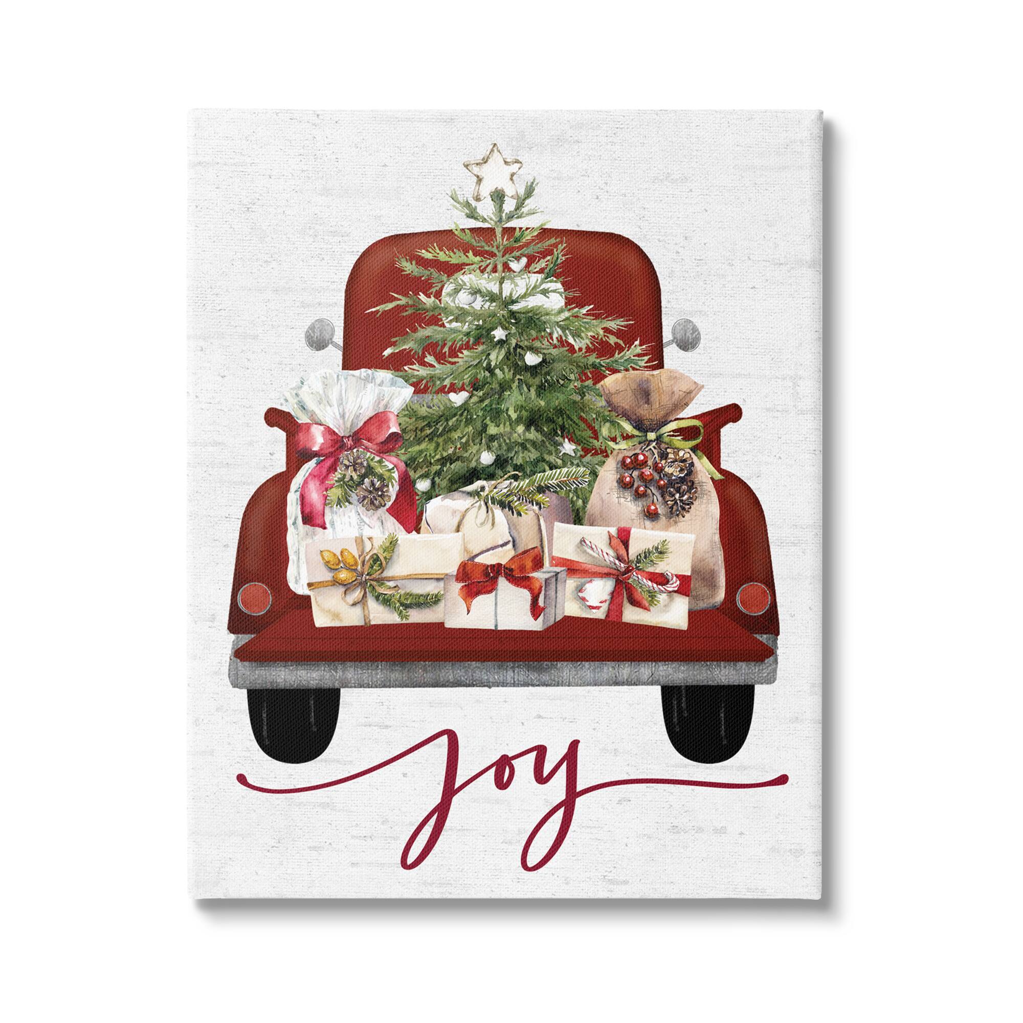 Stupell Industries Joy Holiday Red Gift Truck Canvas Wall Art