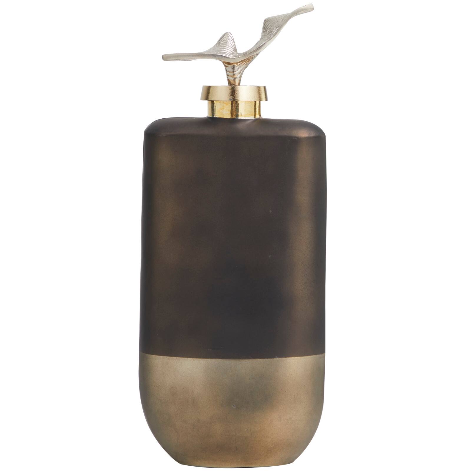 Bronze Glass Colorblock Jar with Silver Wave Designed Top