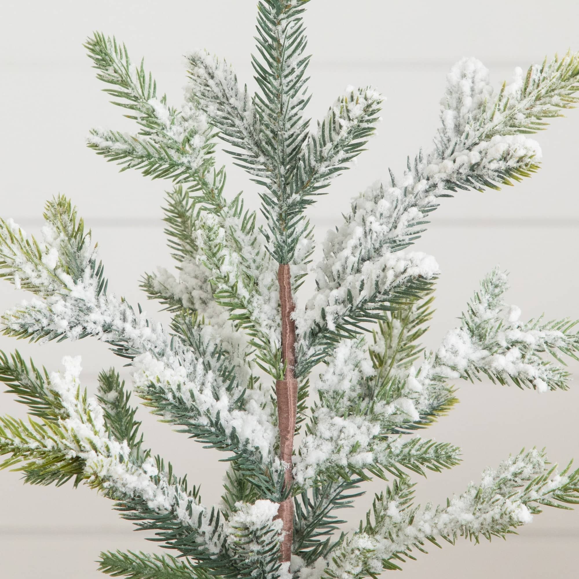Nearly Natural 14" Unlit Artificial Flocked & Frosted Fir Christmas Tree in Woven Basket