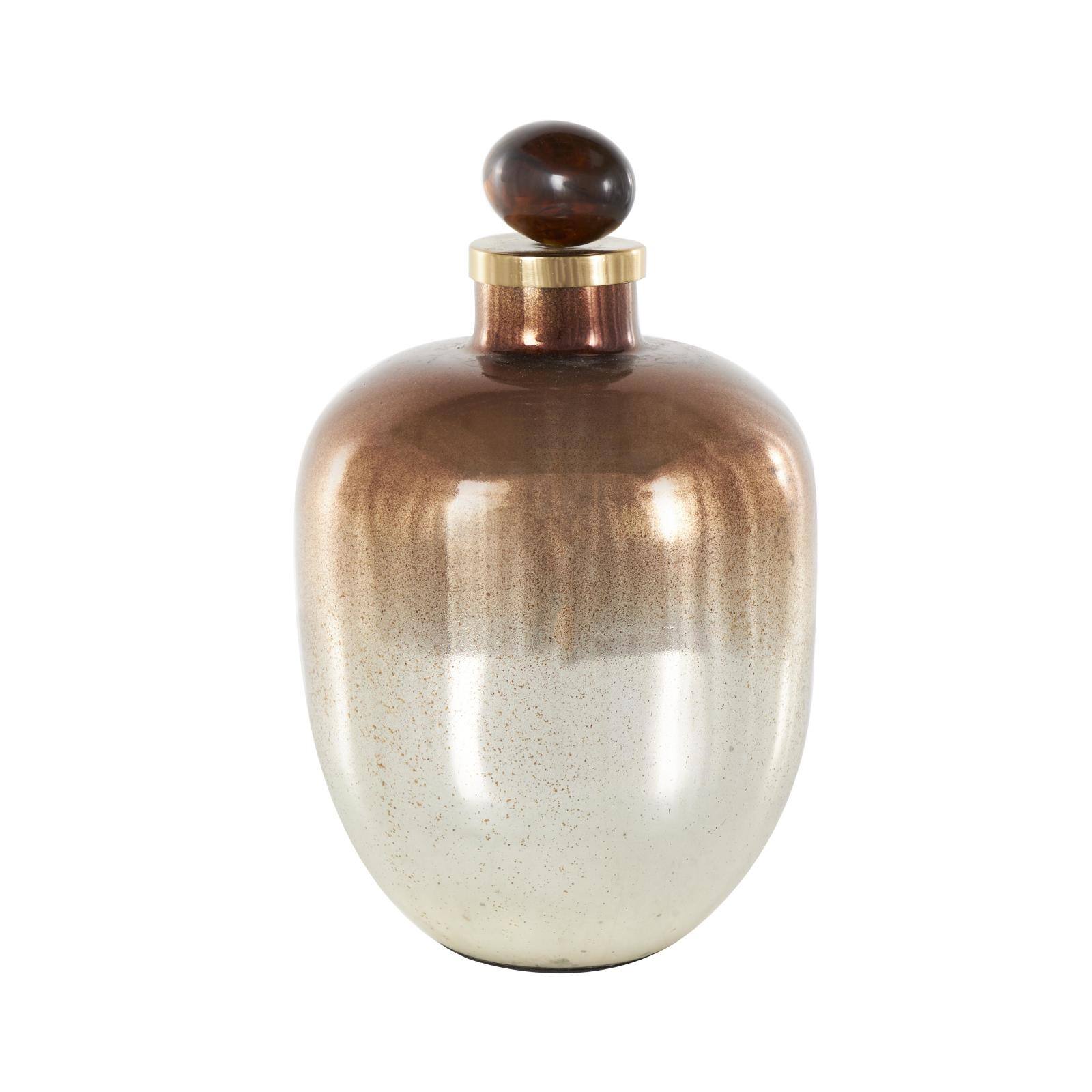 13" Gold, Beige & Copper Glass Speckled Ombre Decorative Jar