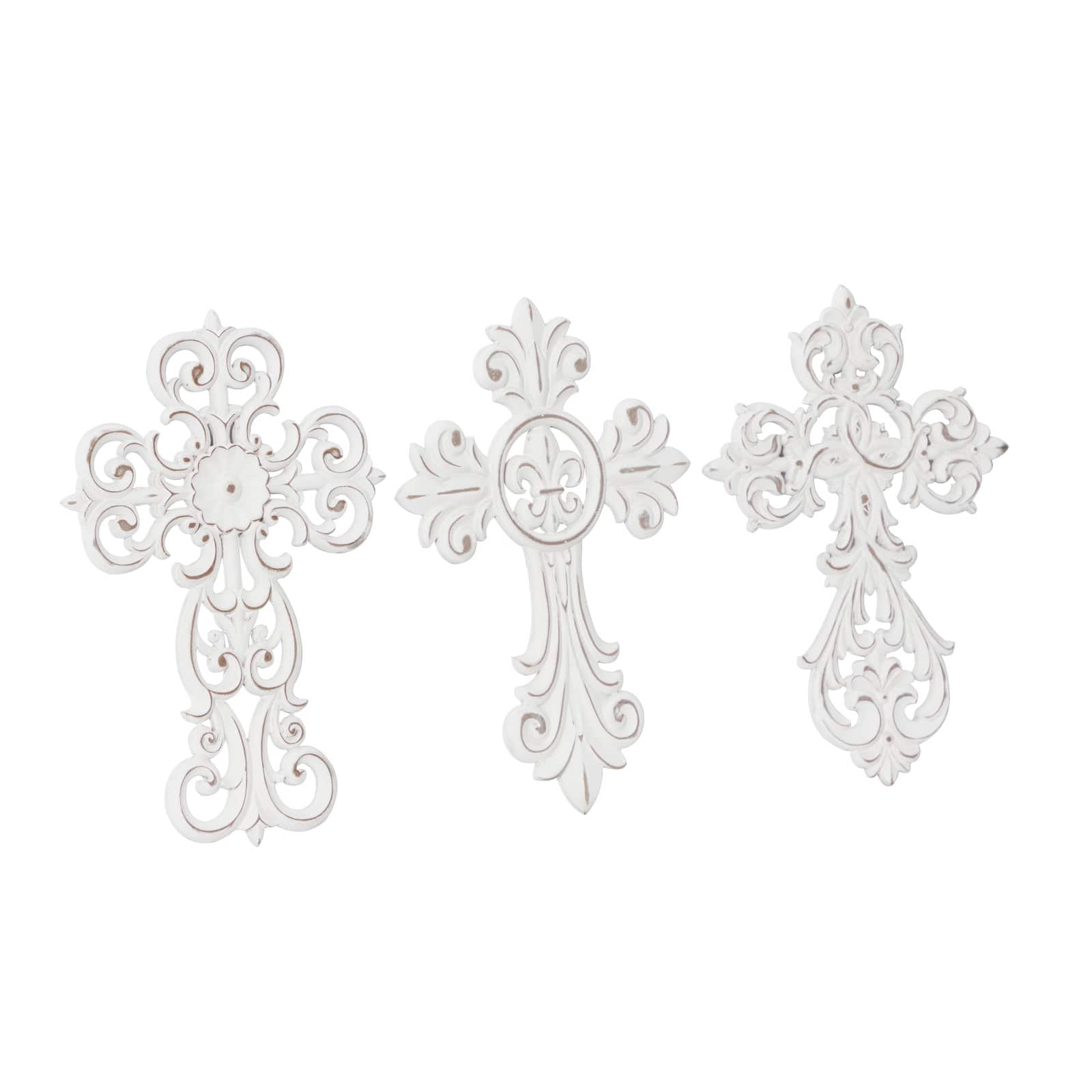 Set of 3 White Wood Traditional Wall Decor 11", 10"