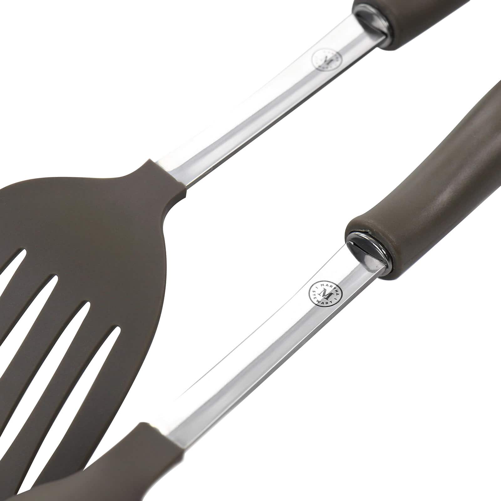 Martha Stewart 2-Piece Taupe Nylon Slotted Turner and Spoon Kitchen Utensil Set