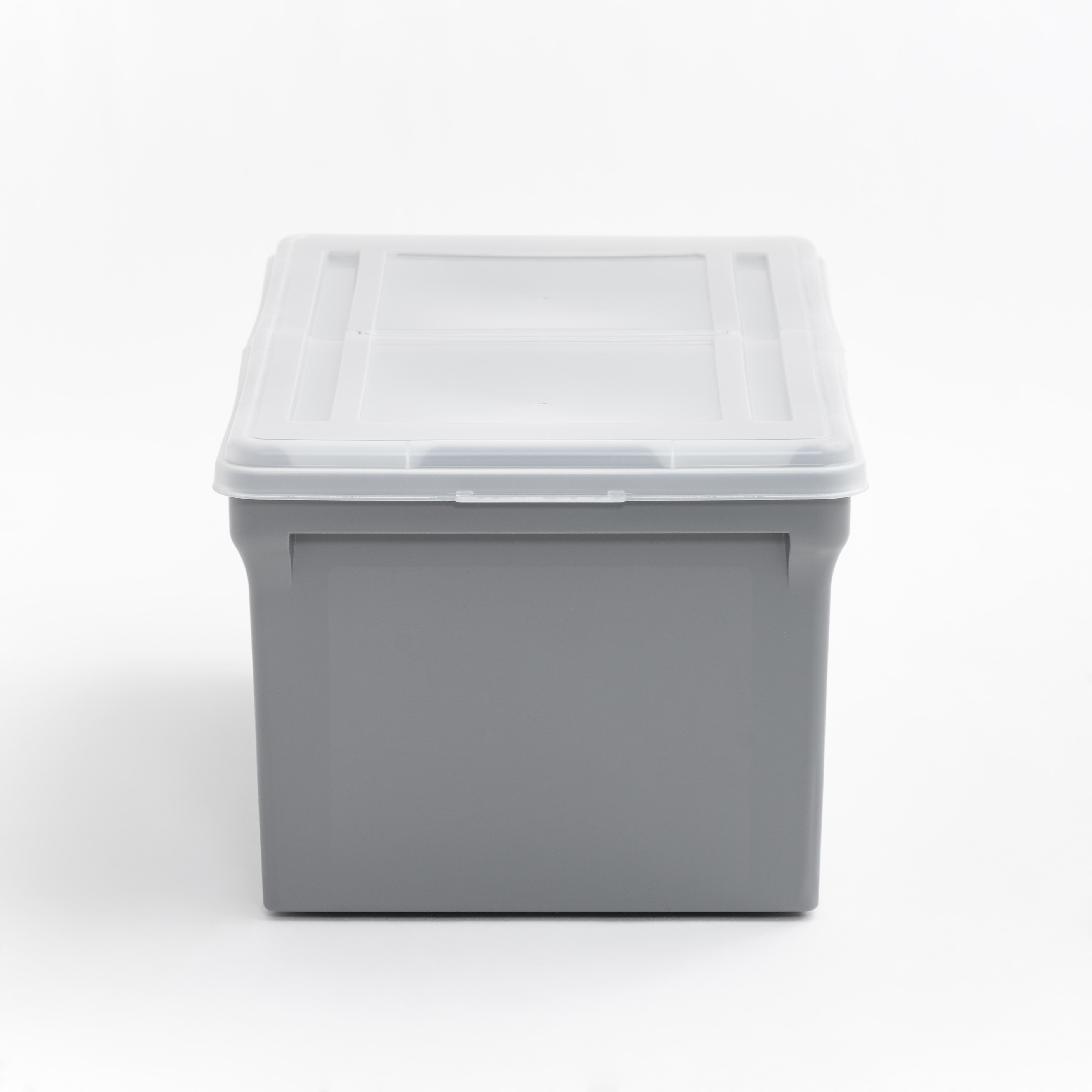 Iris® Gray Split-Lid Letter Size File Box, 4 Pack