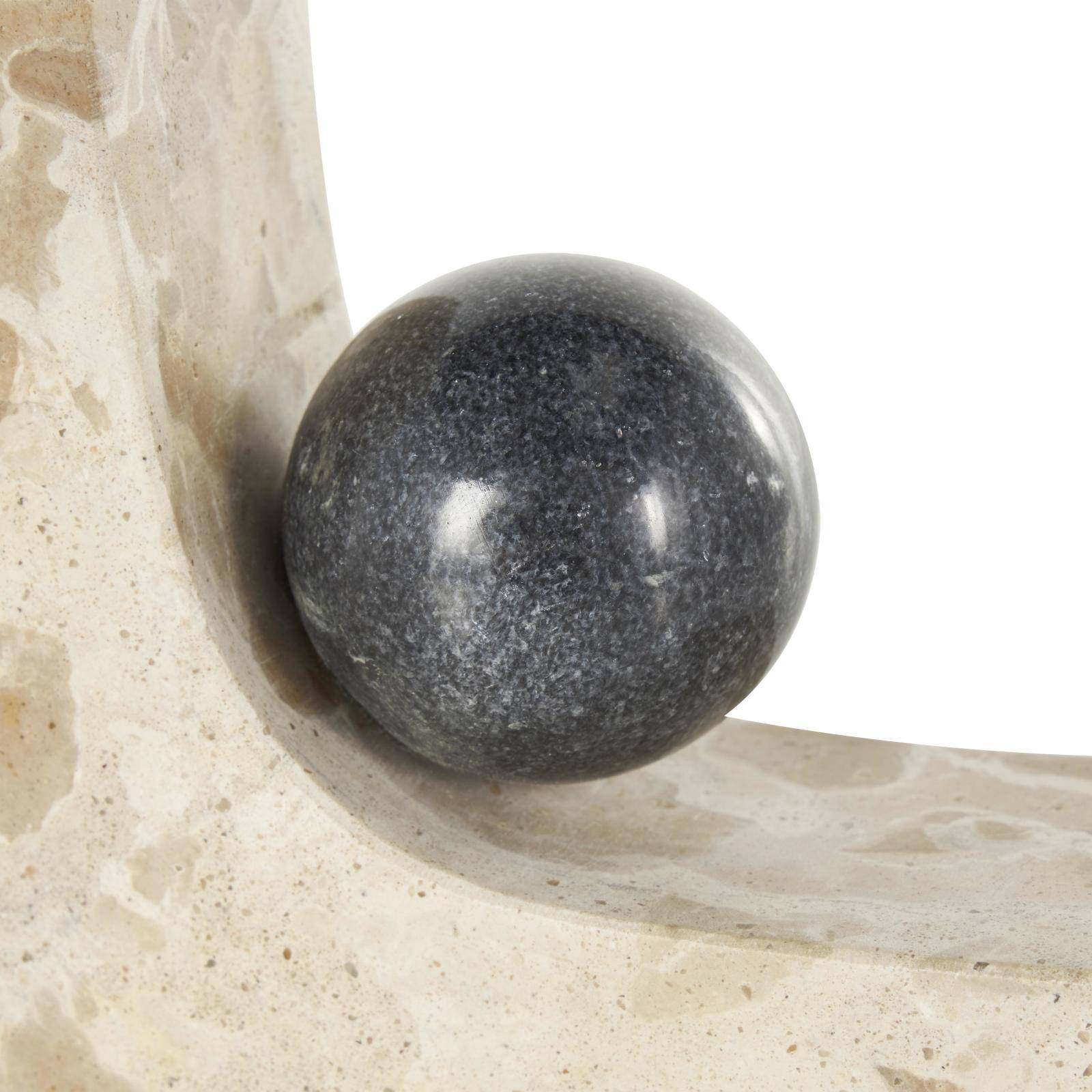 5" Brown Marble Arched Curved Bookends with Black Orbs, 2ct