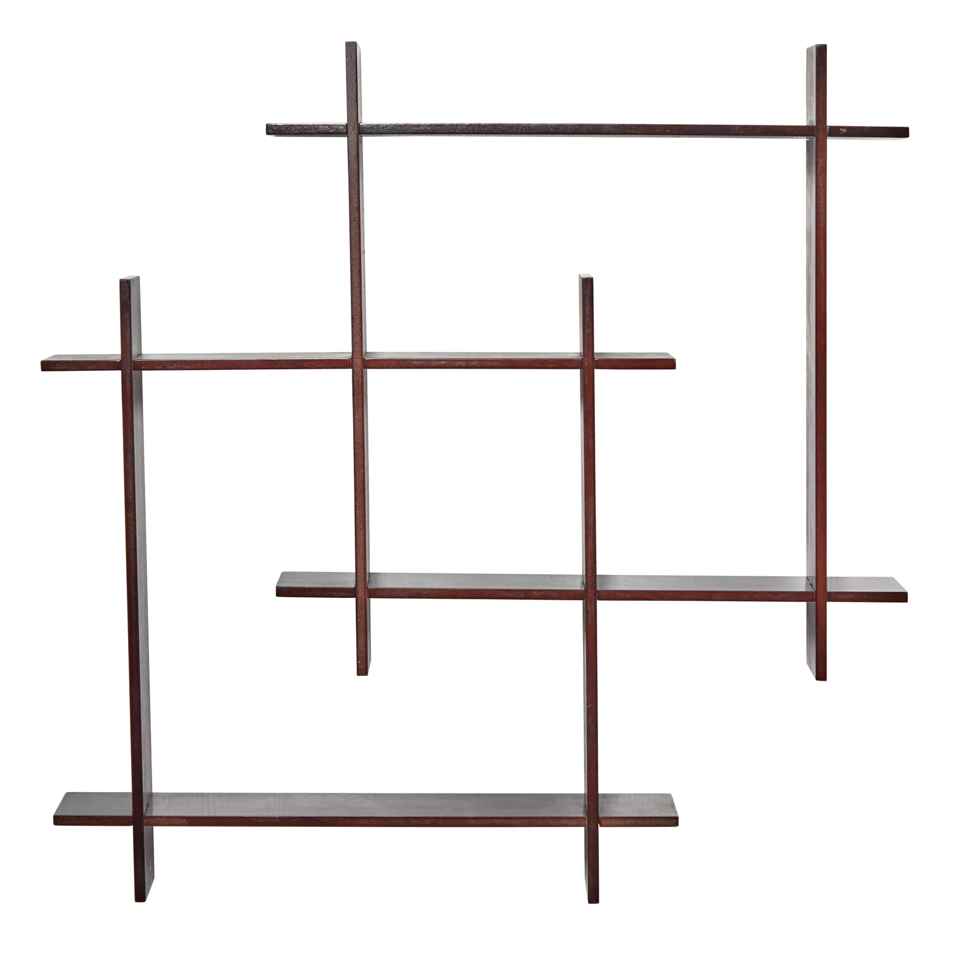 24" Wood Crosshatch Floating Shelves Wall Art Decor