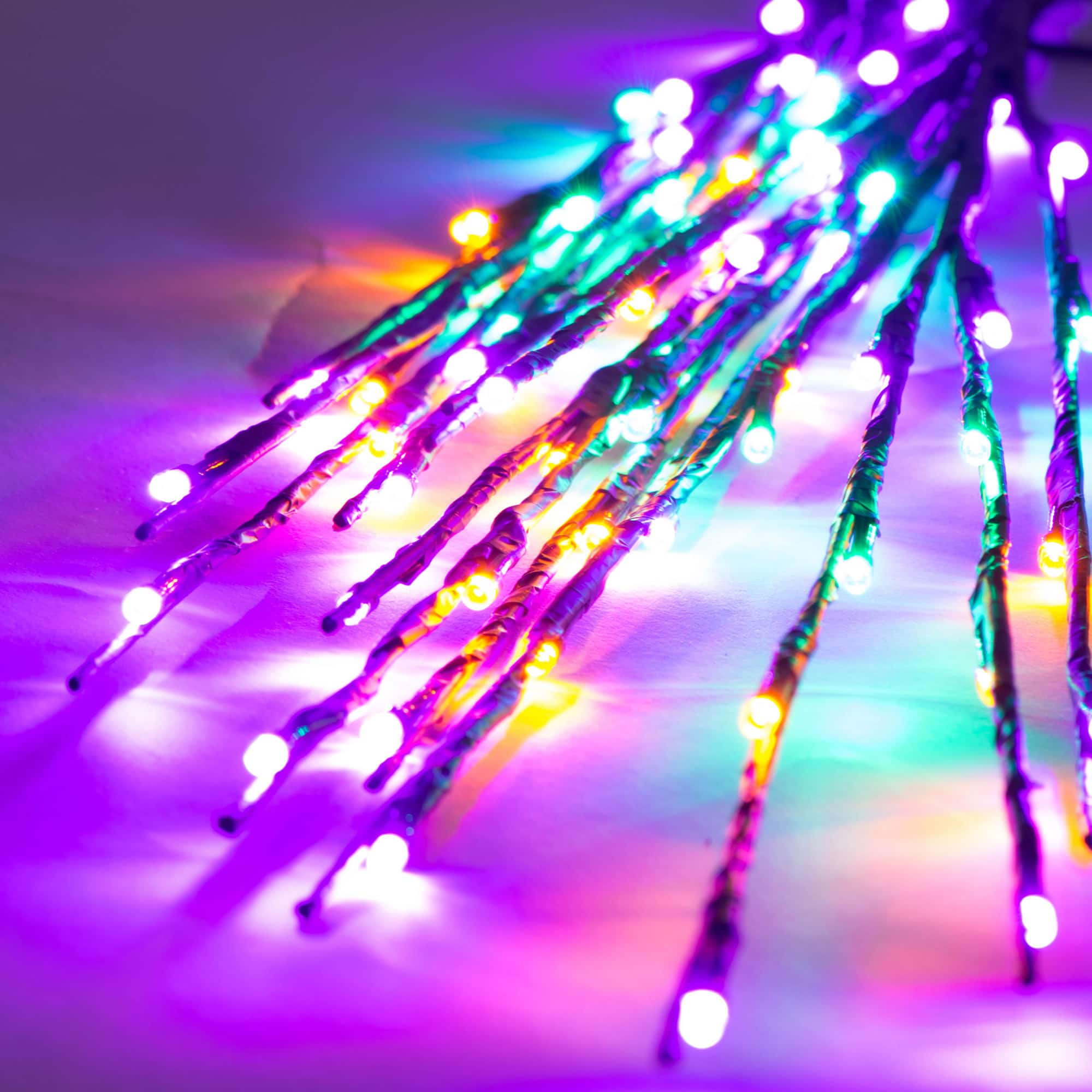 Vickerman 60ct. Mardi Gras LED Twig Lights on Brown Wire, 3ct.