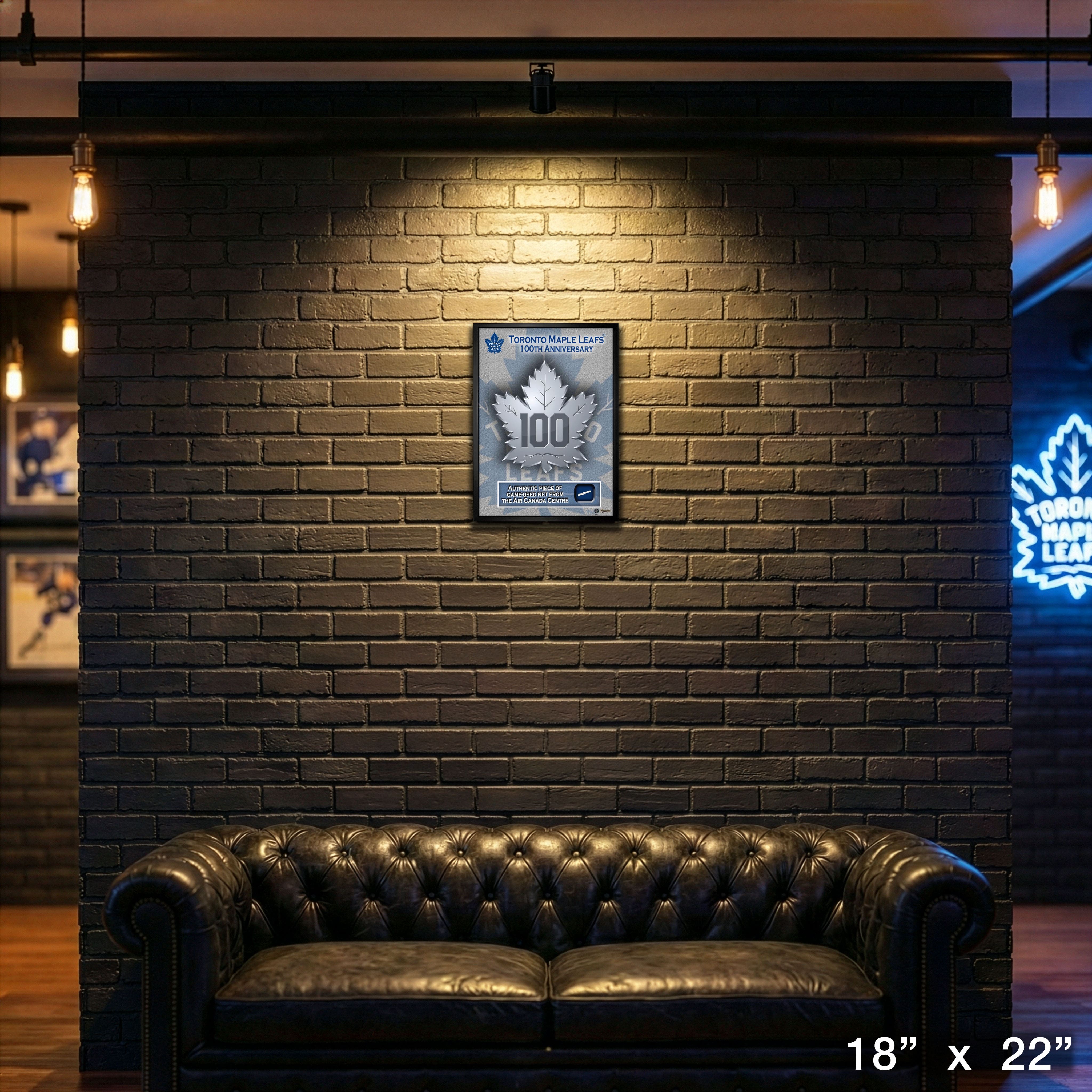 Toronto Maple Leafs Framed 16" x 20" 100th Anniversary With Game-Used Net 18" x 22"