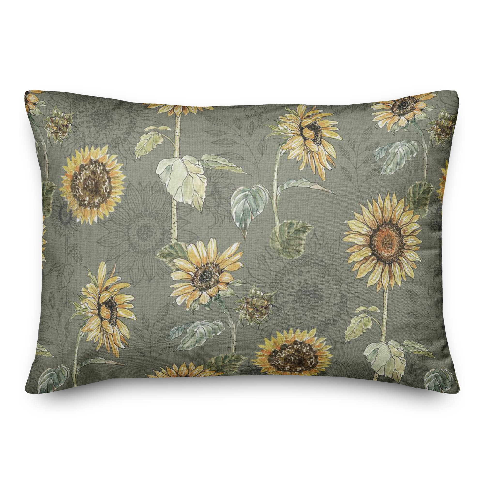 Sunflower Pattern Throw Pillow