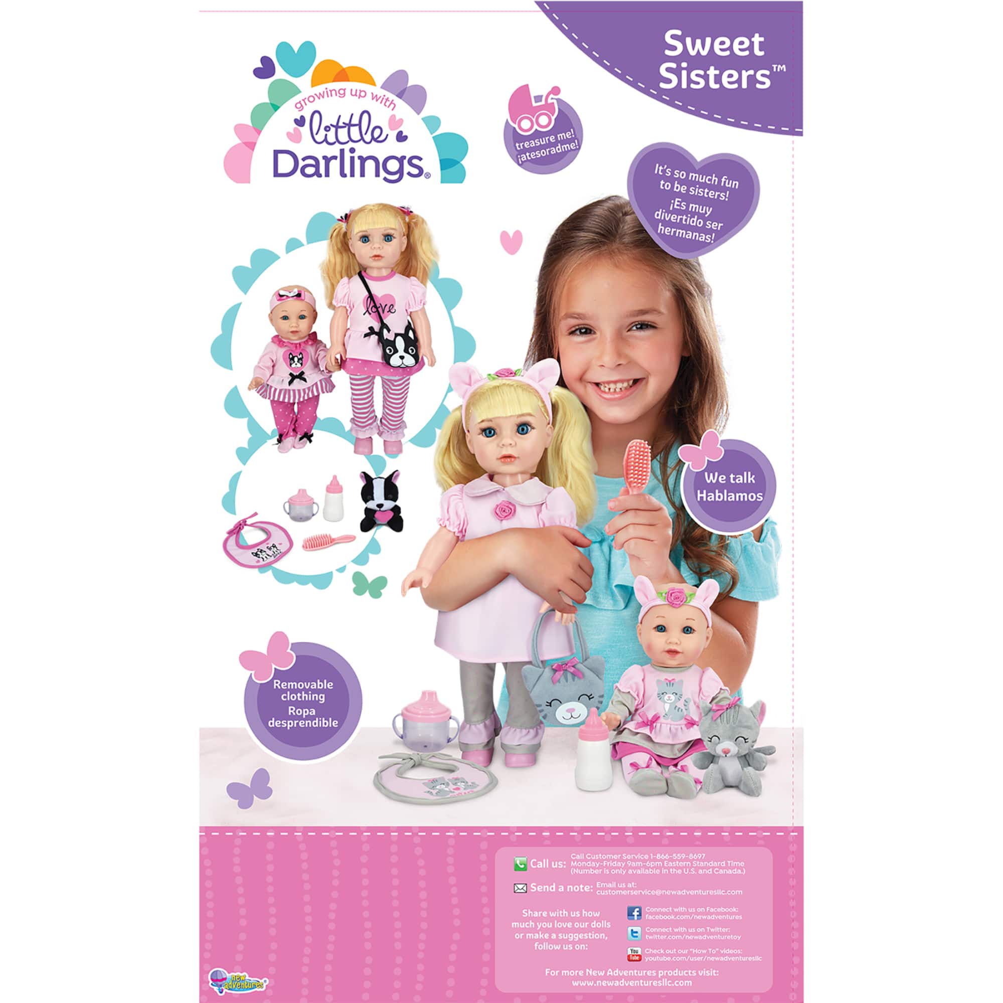 Little Darlings Sweet Sisters With 18" Big Sister & 12" Baby Sister