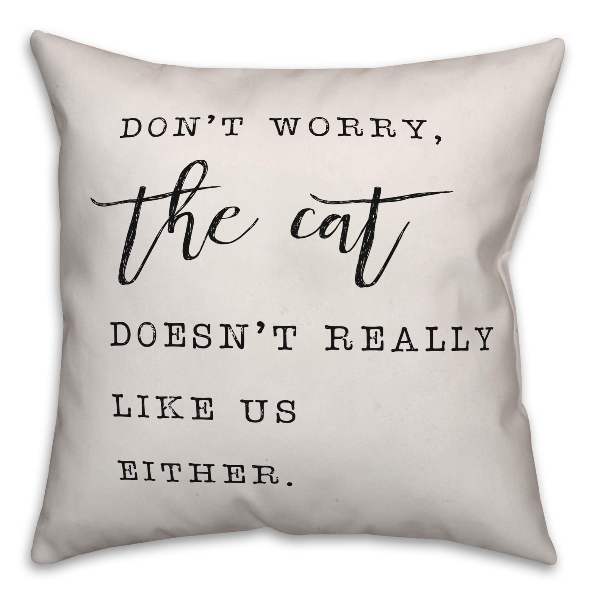 Don't Worry the Cat Doesn't Like Us Either Throw Pillow