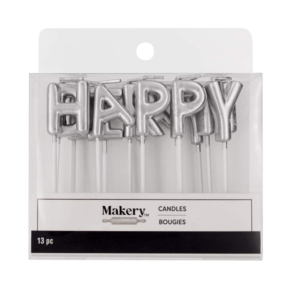 Silver Happy Birthday Candles Set by Makery™