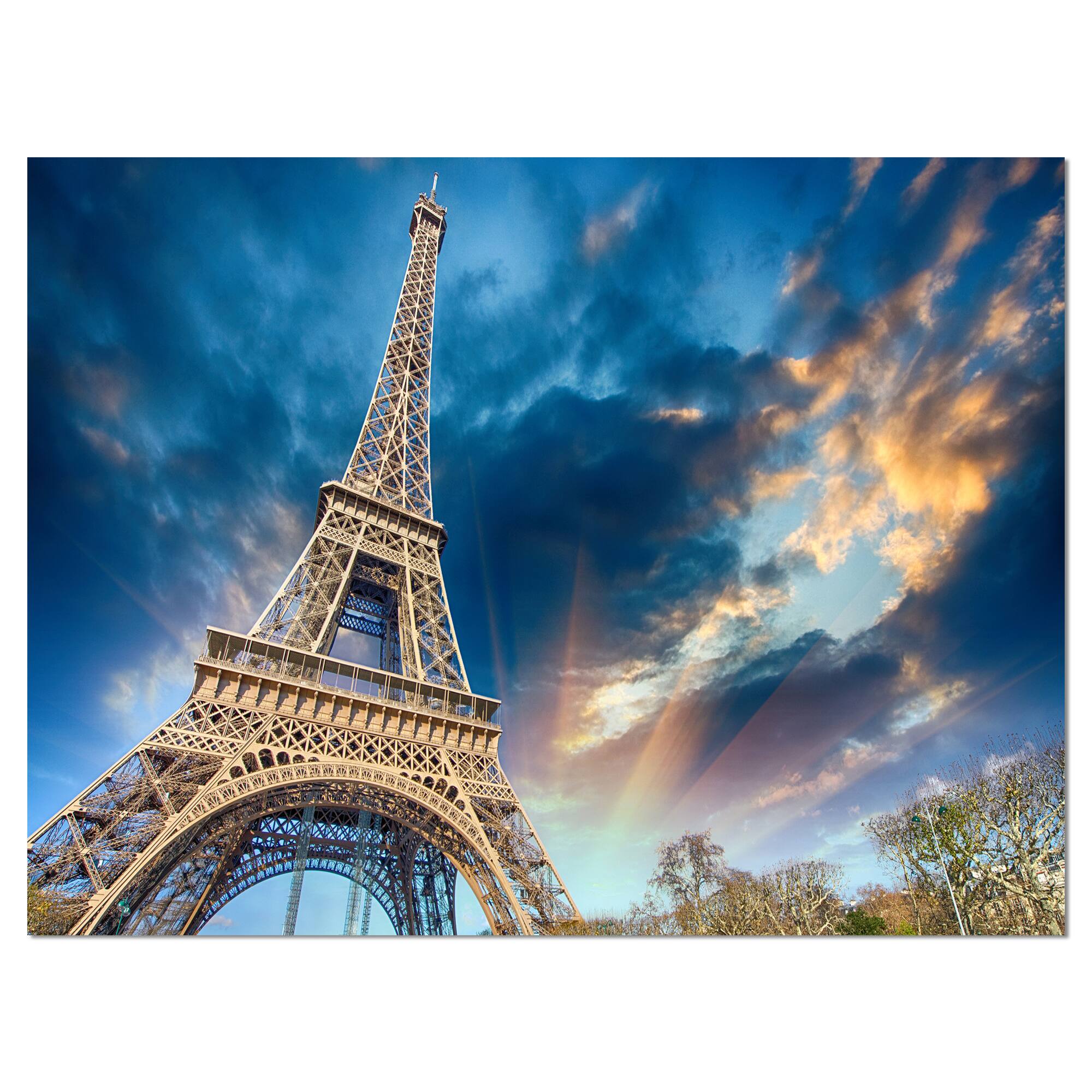 Designart - Beautiful View of Paris Paris Eiffel Towerunder Fiery Sky