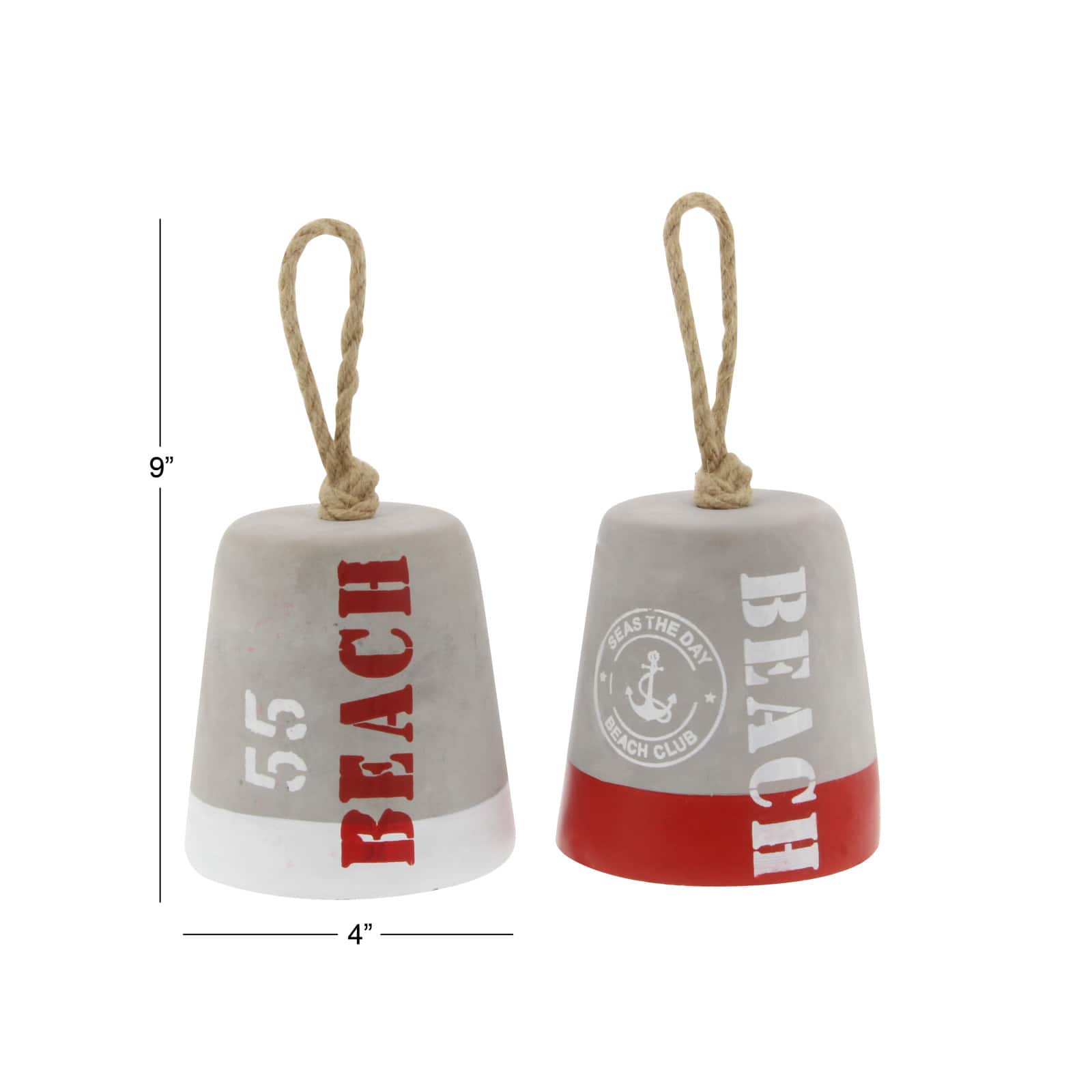 9" Gray Cement Coastal Lifeguard Sculpture Set
