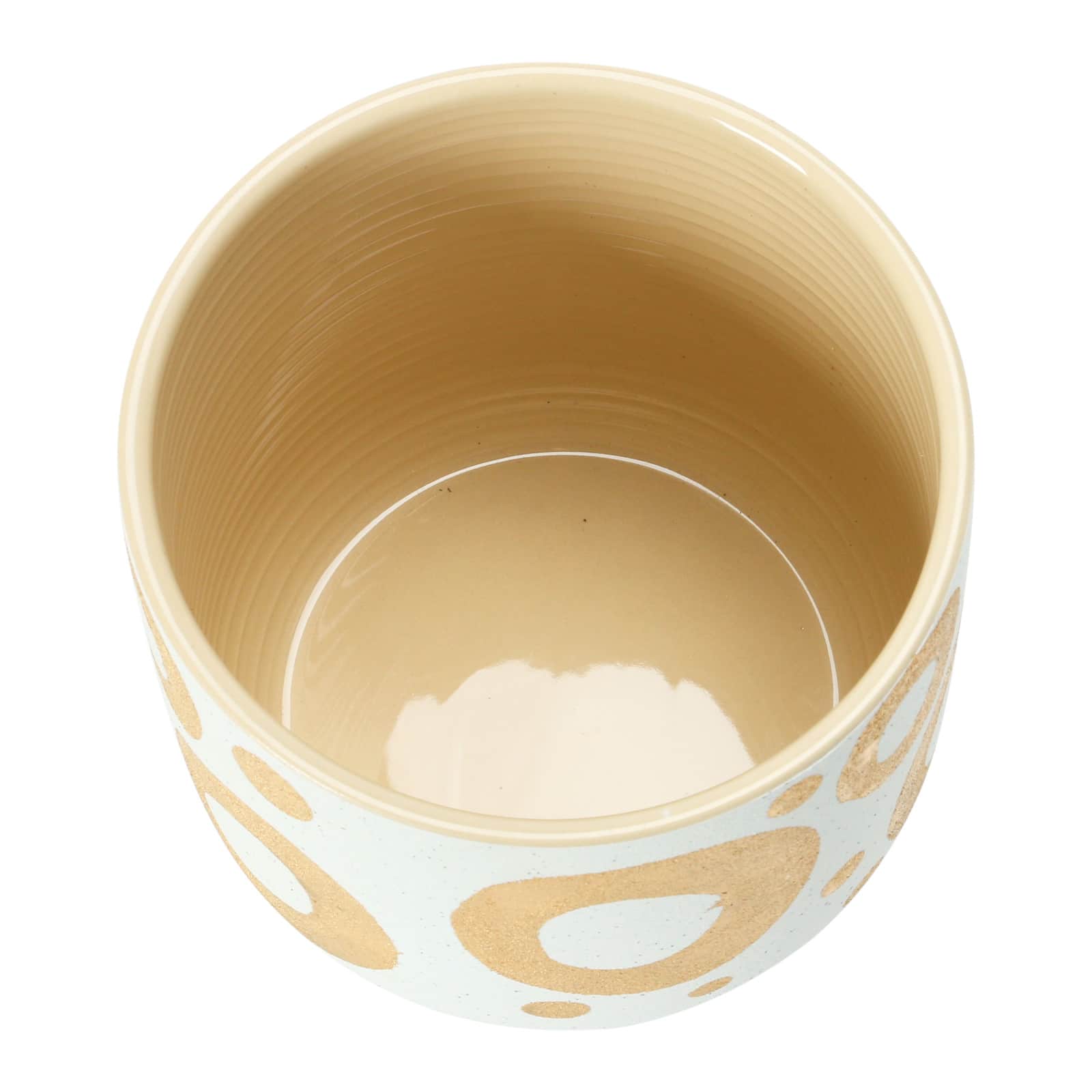 Hello Honey® 6.5" White & Gold Hand-Painted Stoneware Planter
