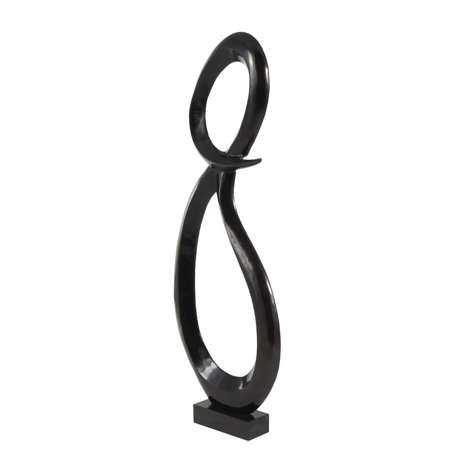 22.25" Black Aluminum Abstract Looped Floor Sculpture with Marble Base