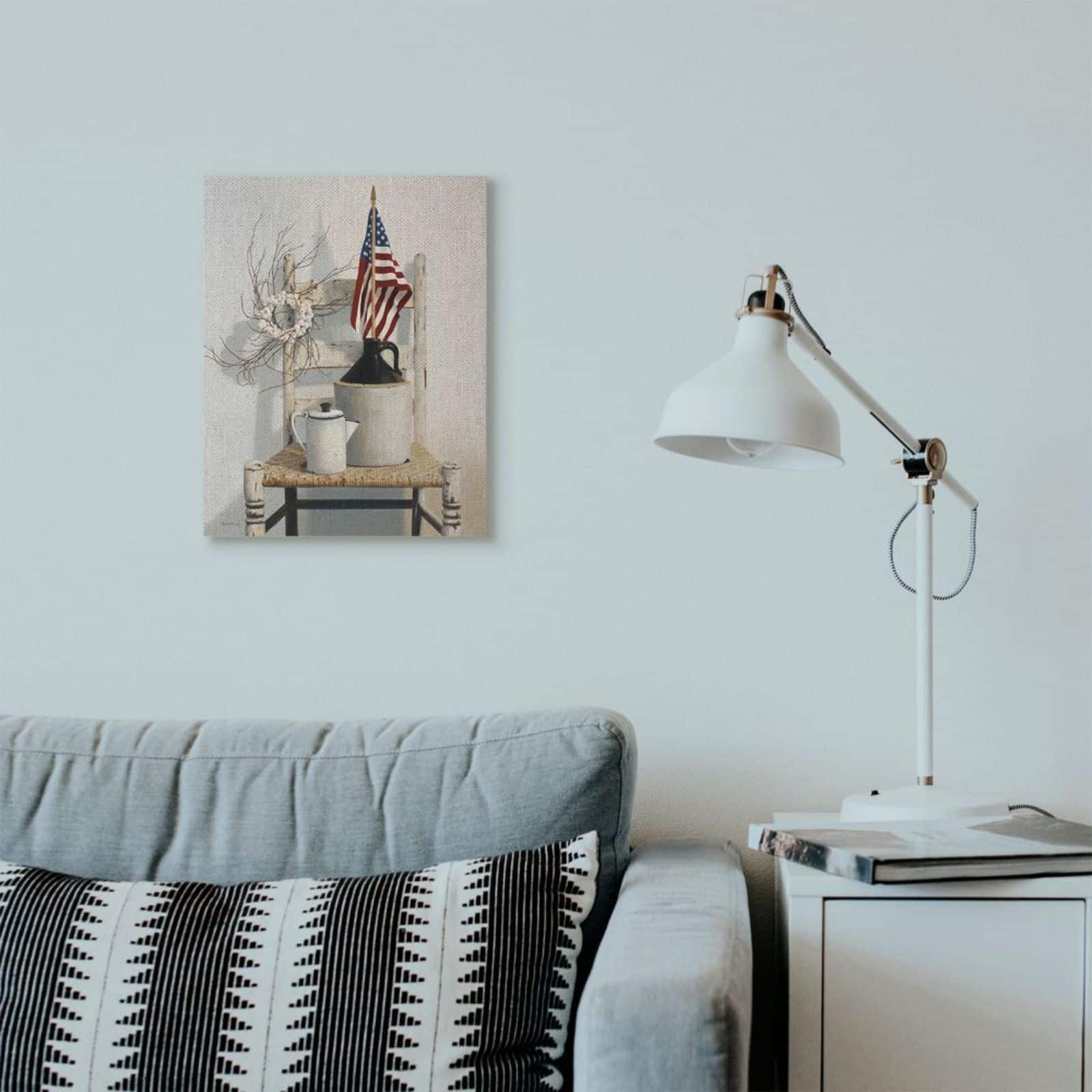 Stupell Industries American Flag Rustic Things Still Life Wall Art