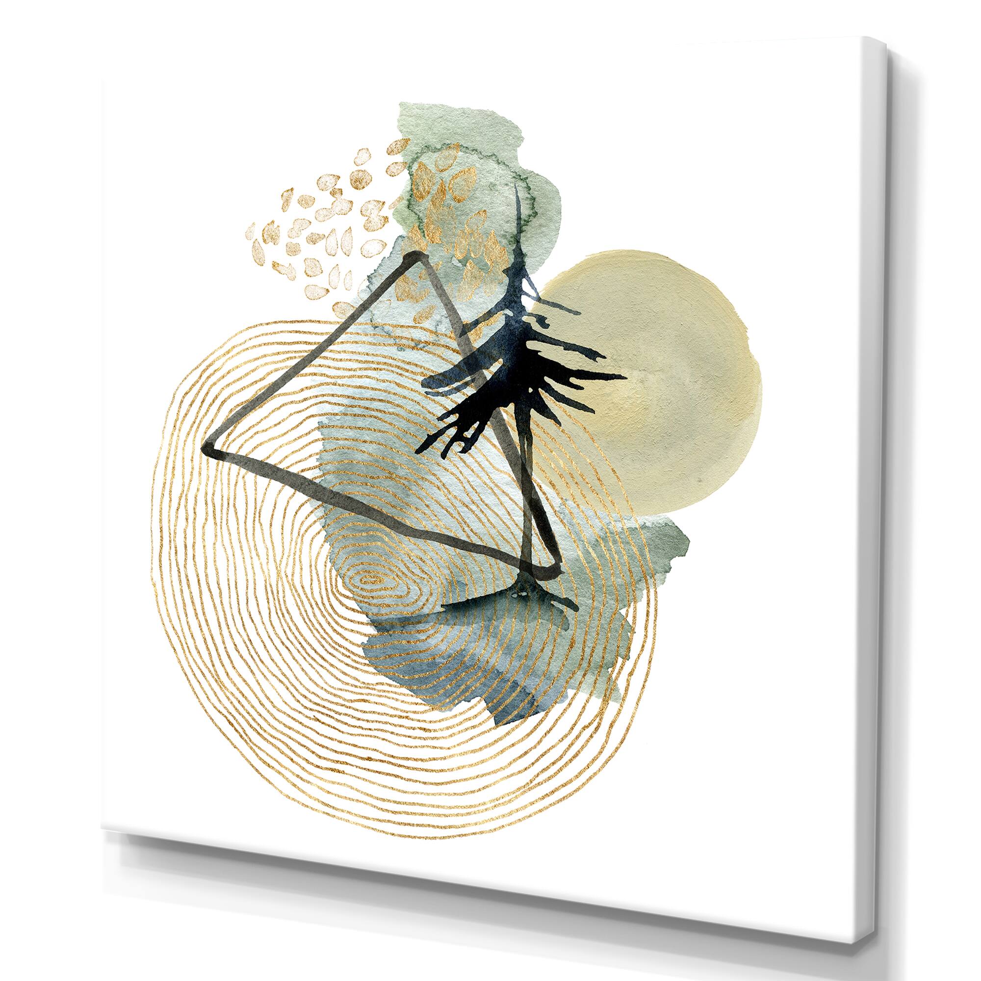 Designart - Abstract Landscape Of Mountains Moon and Tree - Mid-Century Modern Canvas Wall Art Print