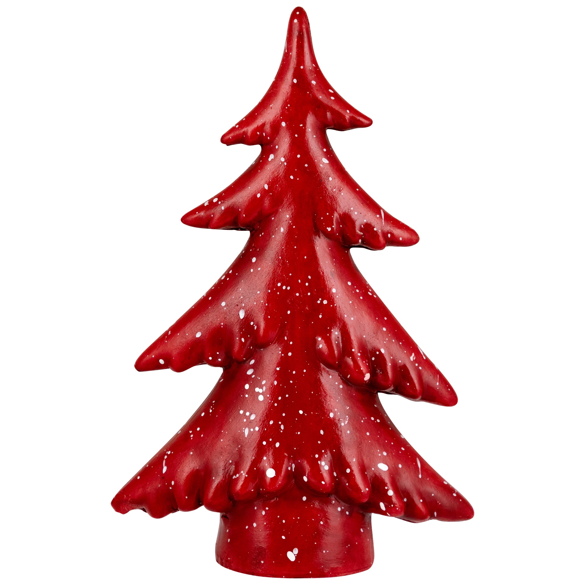 Northlight 10" Red Shiny Christmas Tree with Snowy Accents Tabletop Decoration