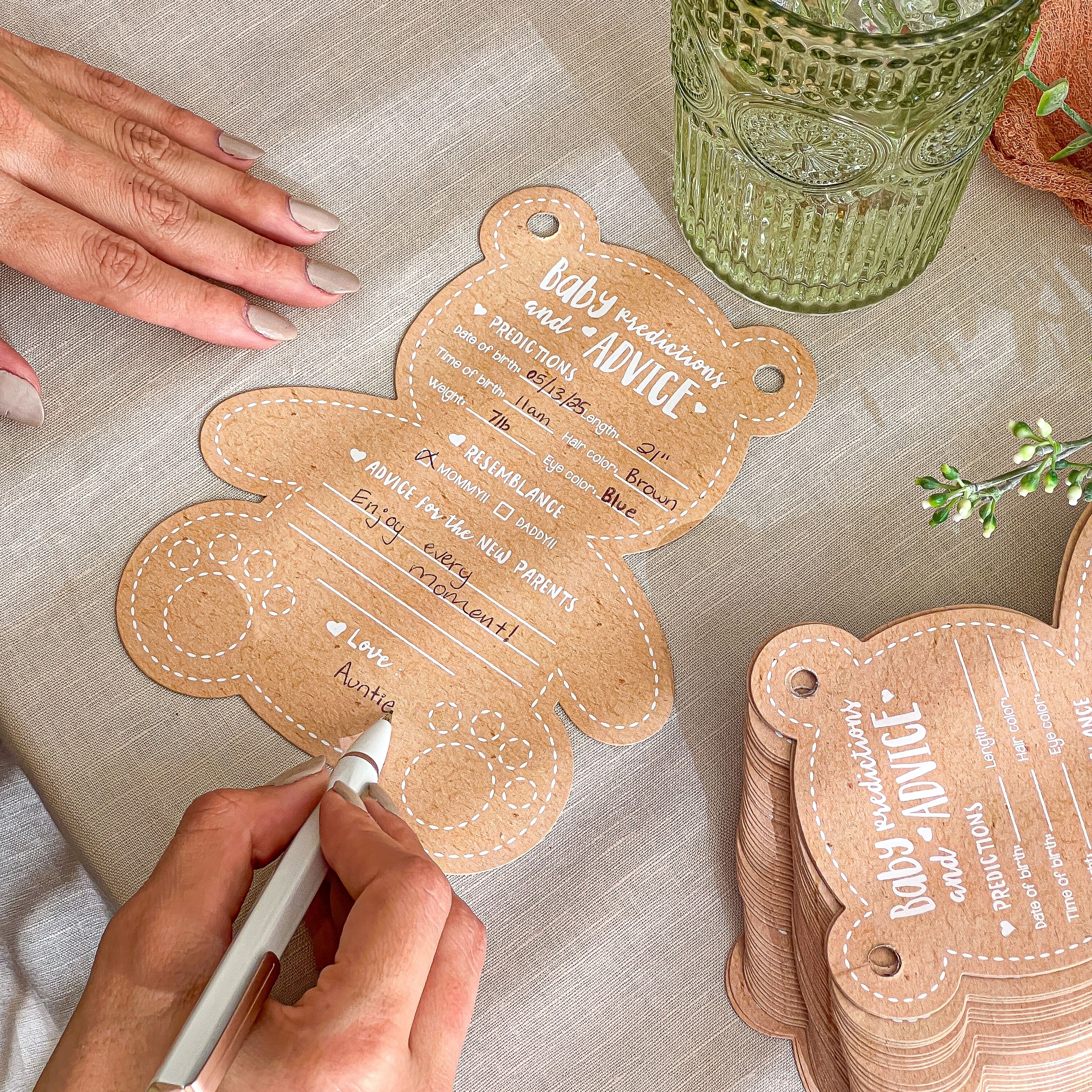 Kate Aspen® Kraft Bear Shape Baby Shower Prediction Advice Card Keepsake Book Set