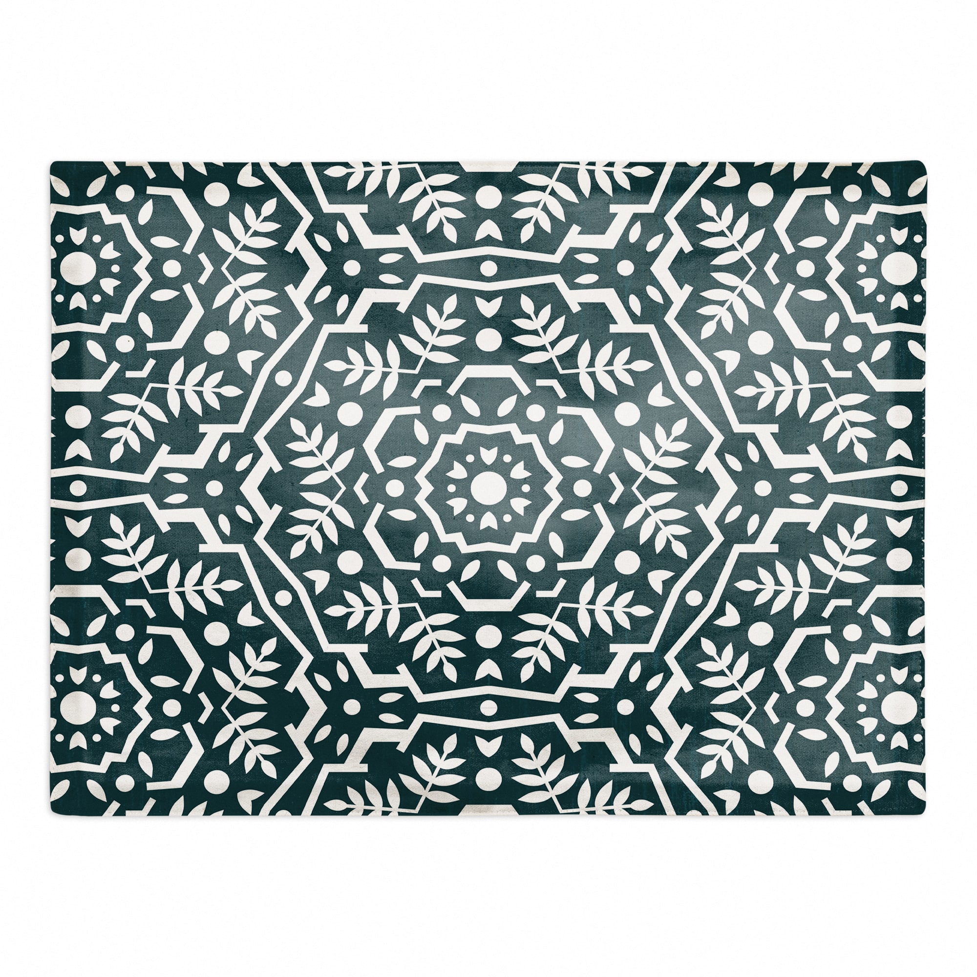 Folk Floral Teal 18" x 14" Cotton Twill Placemat