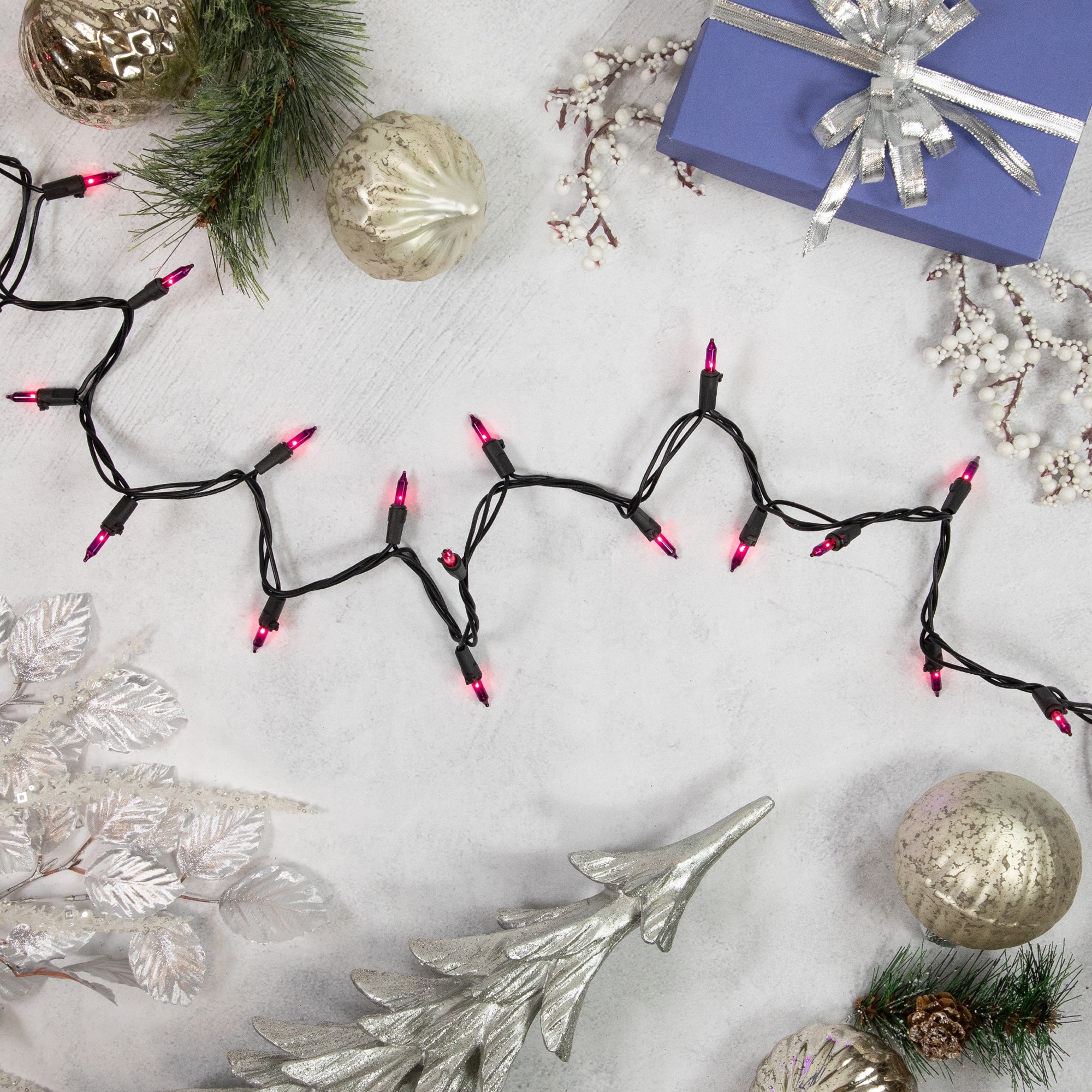 100ct. Mini Christmas String Lights with Black Wire
