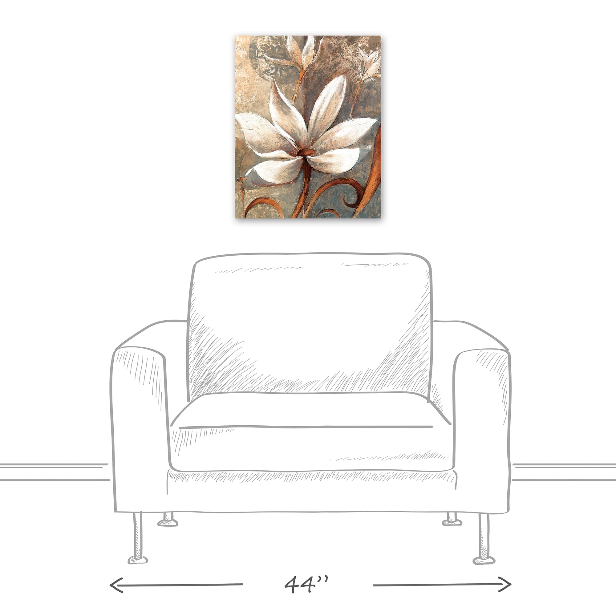 White And Copper Magnolia 16" x 20" Canvas Wall Art
