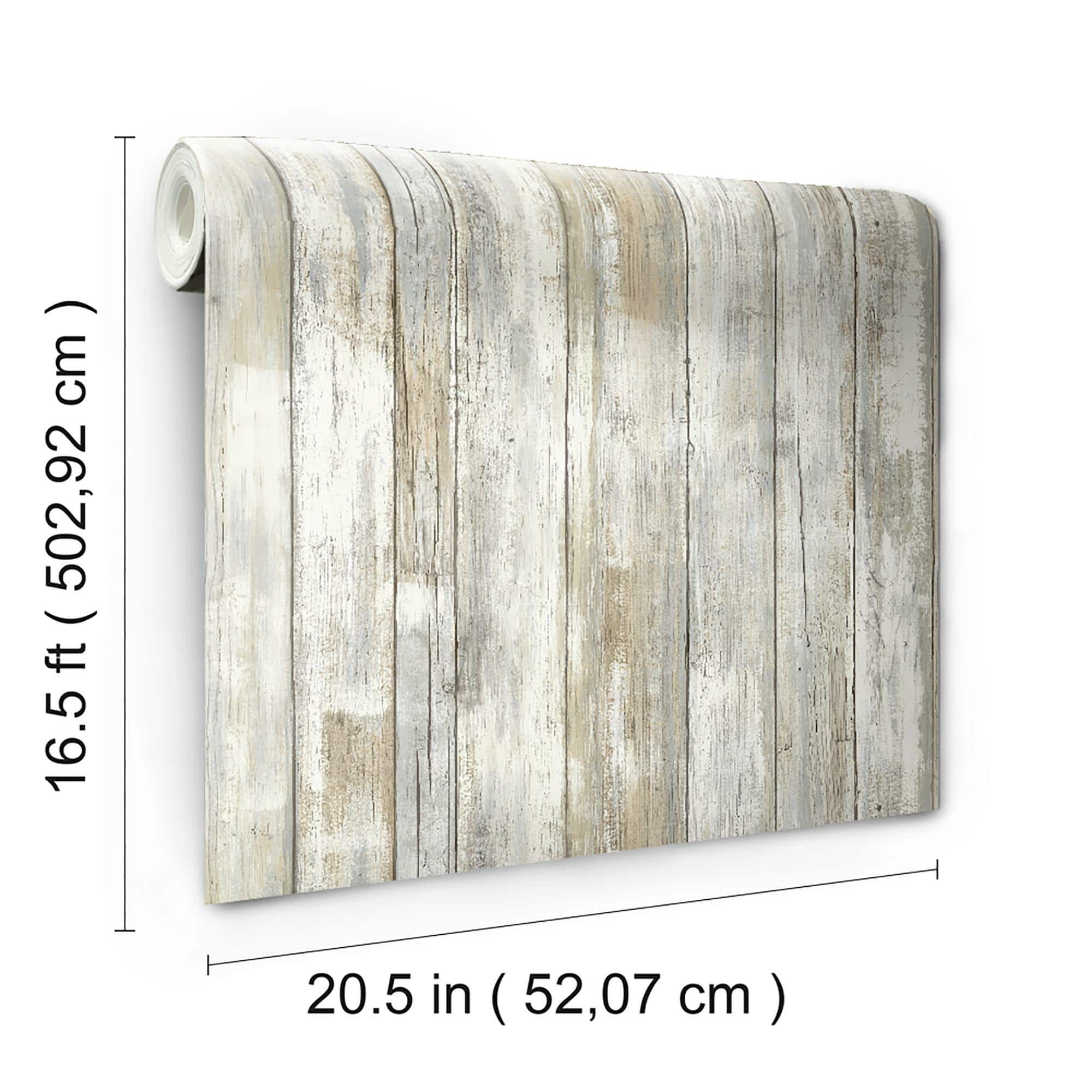 RoomMates Distressed Wood Tan Peel & Stick Wallpaper