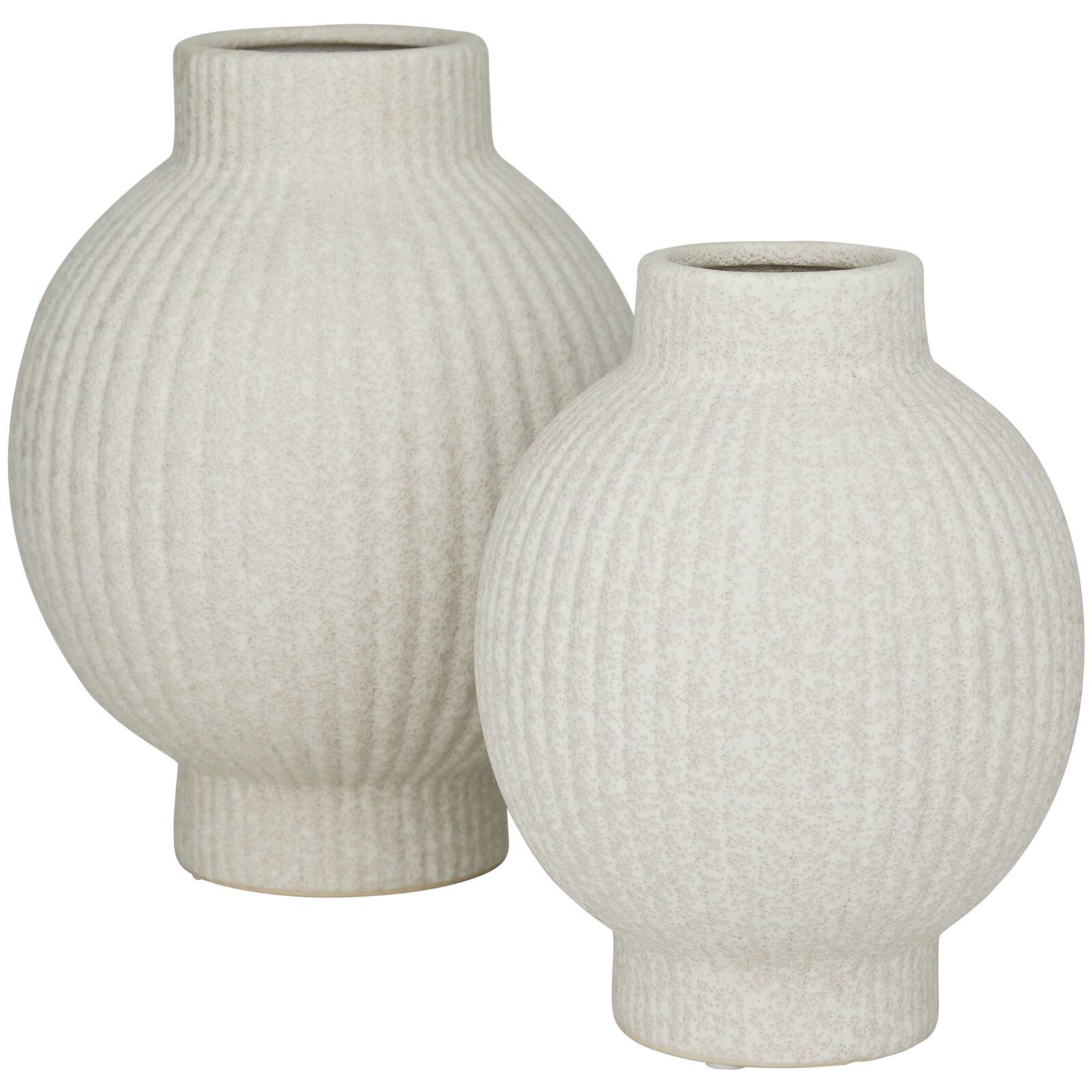 CosmoLiving by Cosmopolitan Ceramic Ribbed Vase Set of 2 11