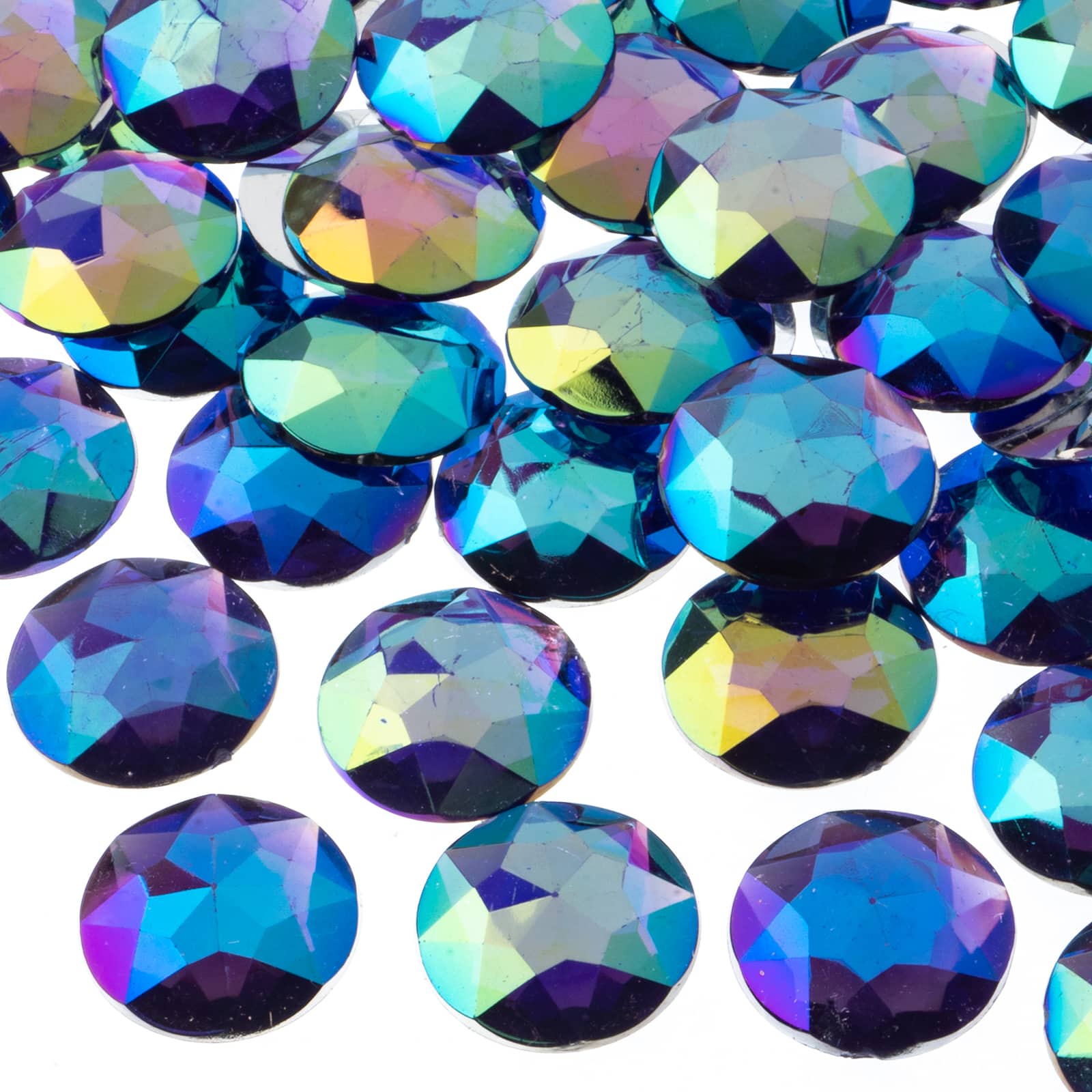 John Bead 20mm AB Acrylic Round Flat Back Rhinestones, 200ct.
