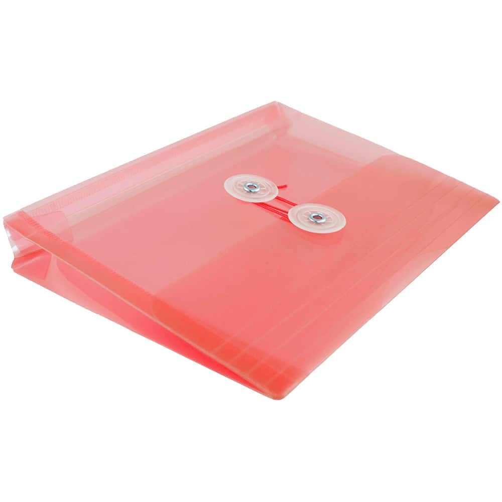 JAM Paper 5.5" x 7.5" Button & String Tie Closure Plastic Envelopes, 12ct.