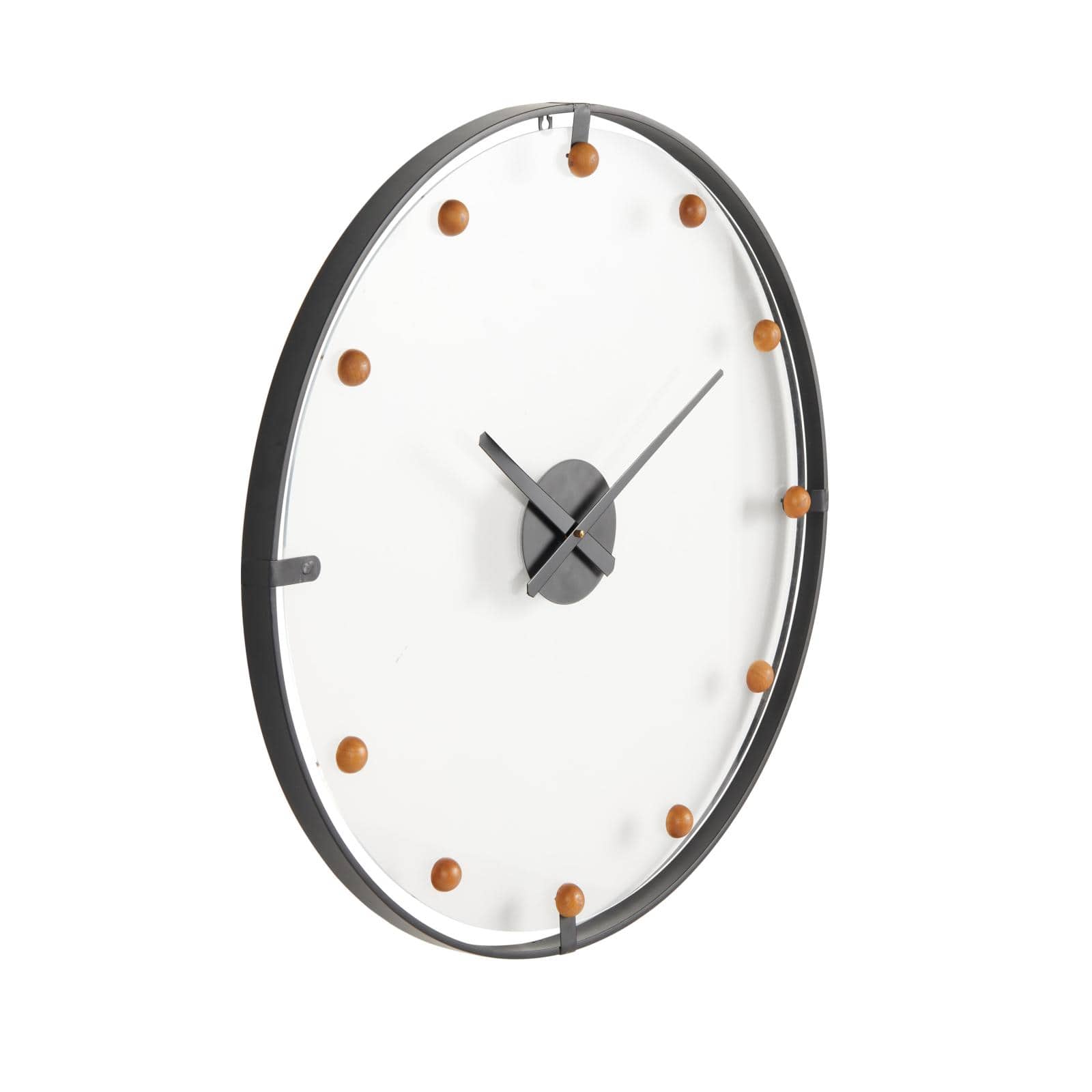 27.5" Black Metal Decorative Wall Clock with Acrylic Face & Ball Accents