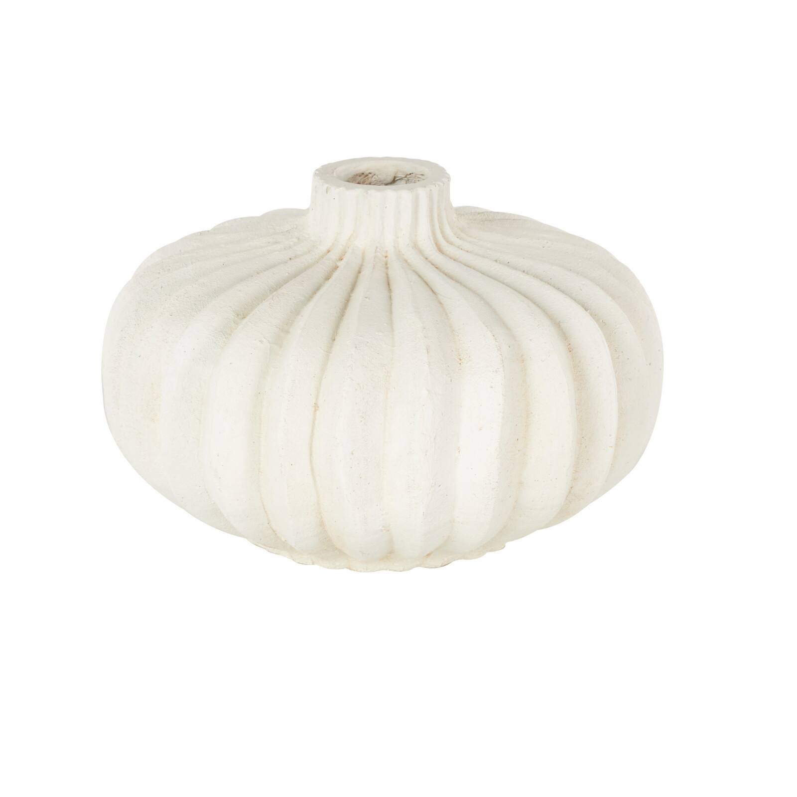 14" White Magnesium Oxide Short Wide Decorative Vase