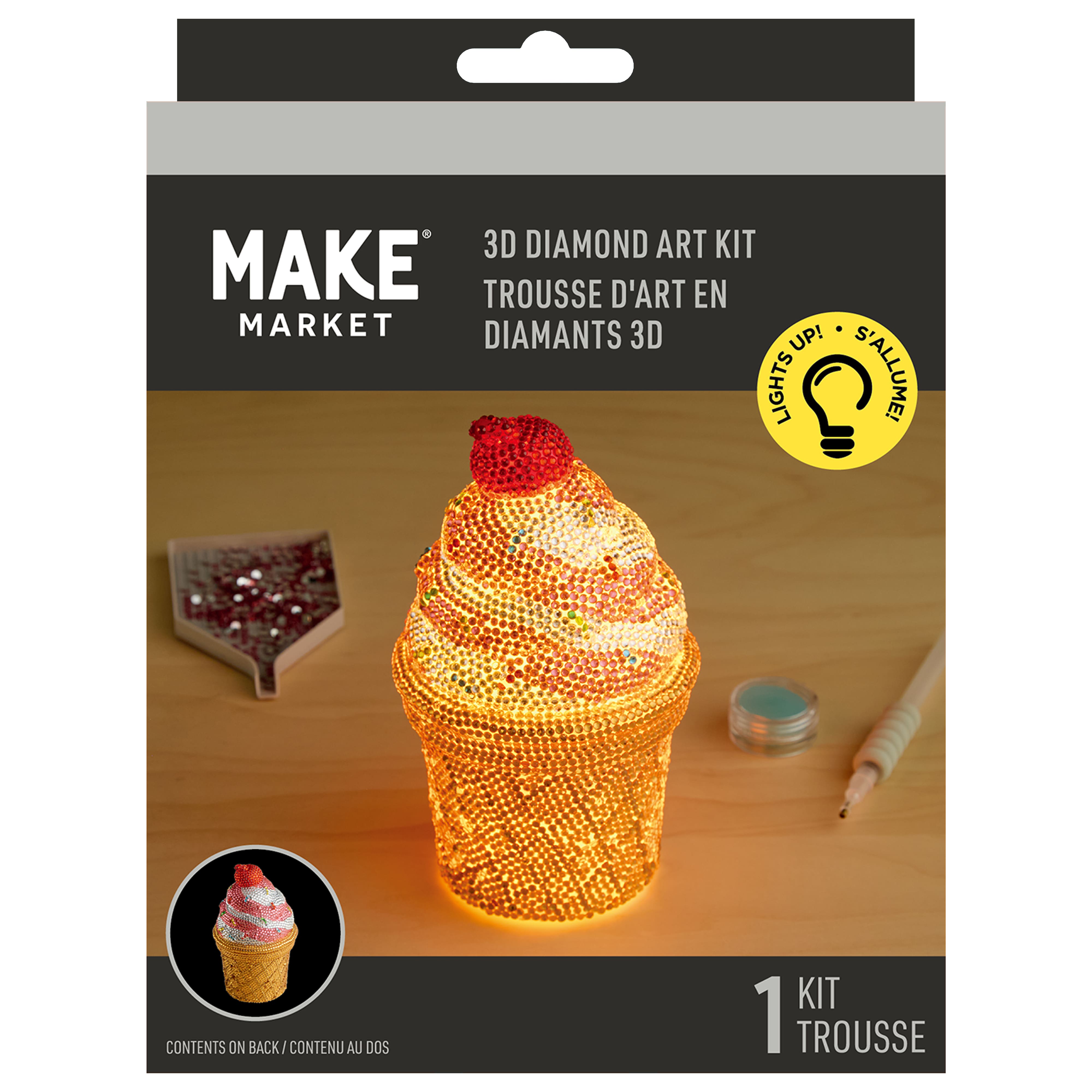 6" Ice Cream 3D LED Diamond Art Kit by Make Market®